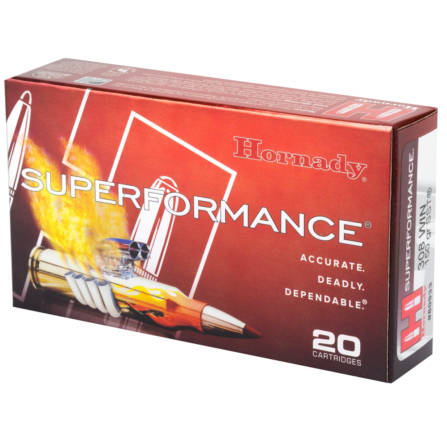 Hornady Superformance 150 Grain SST Rifle Ammunition for 308 Winchester - 20 Rounds Per Box
