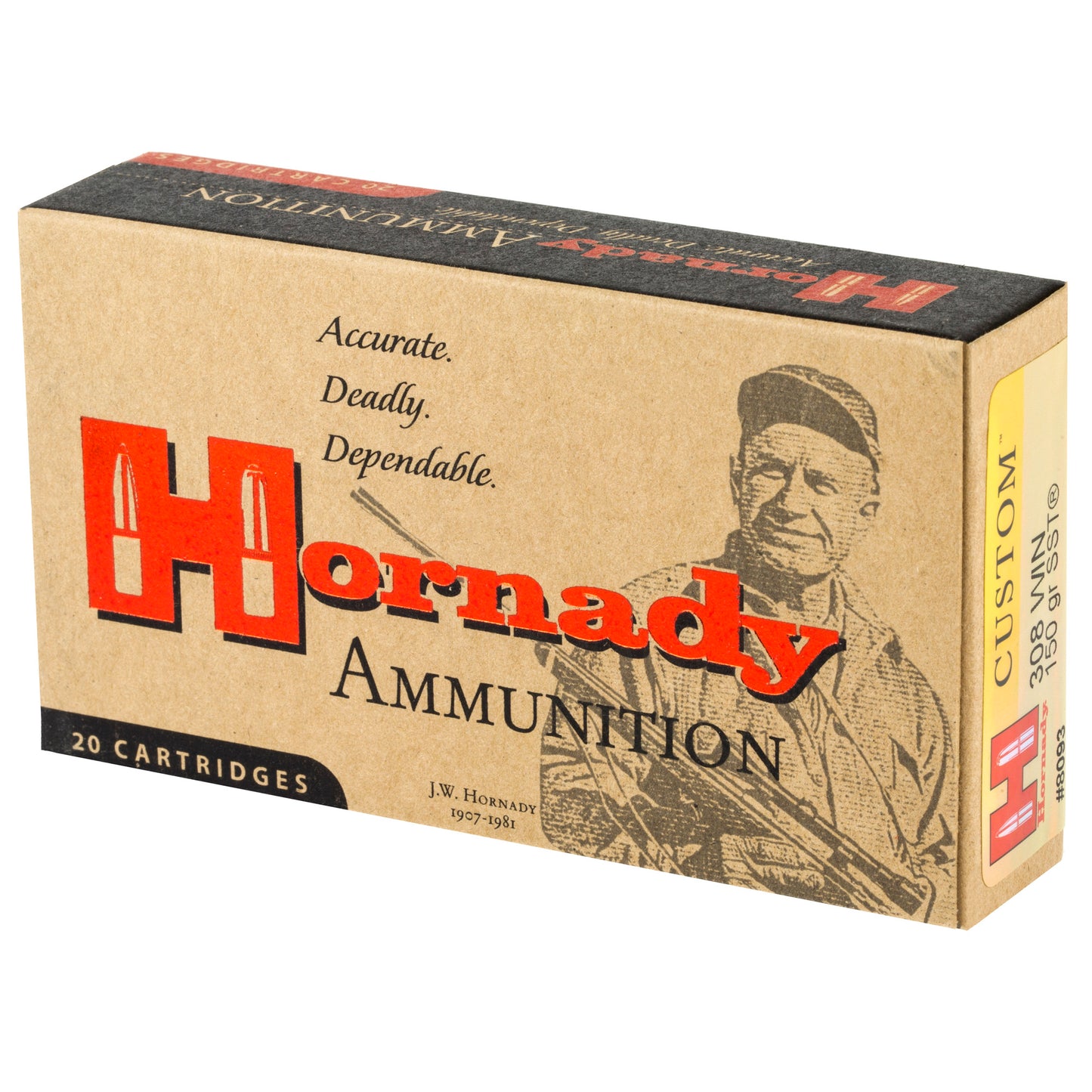 Hornady Custom 308 Winchester 150 Grain SST Ammunition - 20 Rounds Per Box