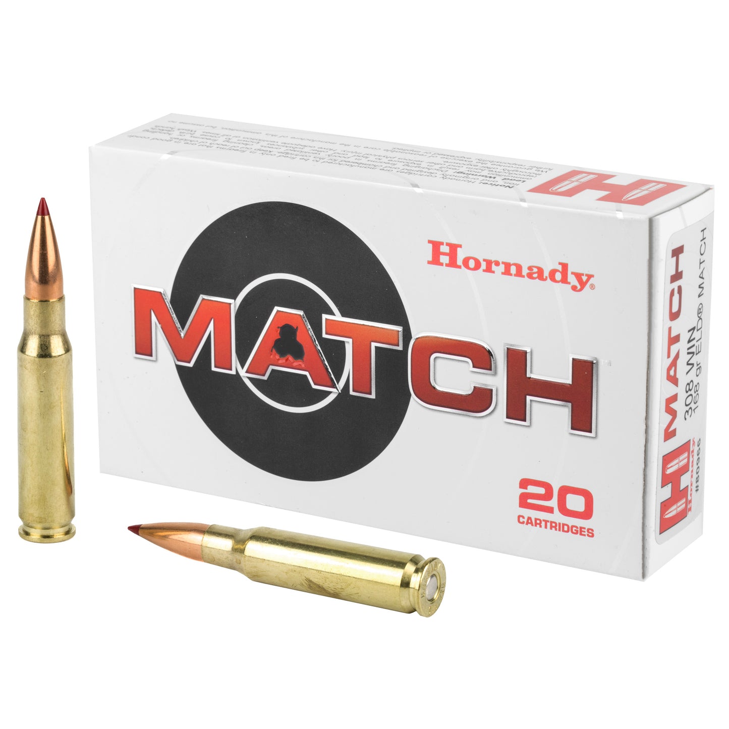Hornady 308 Winchester 168 Grain ELD Match Rifle Ammunition * Precision Accuracy for Competitive Shooting