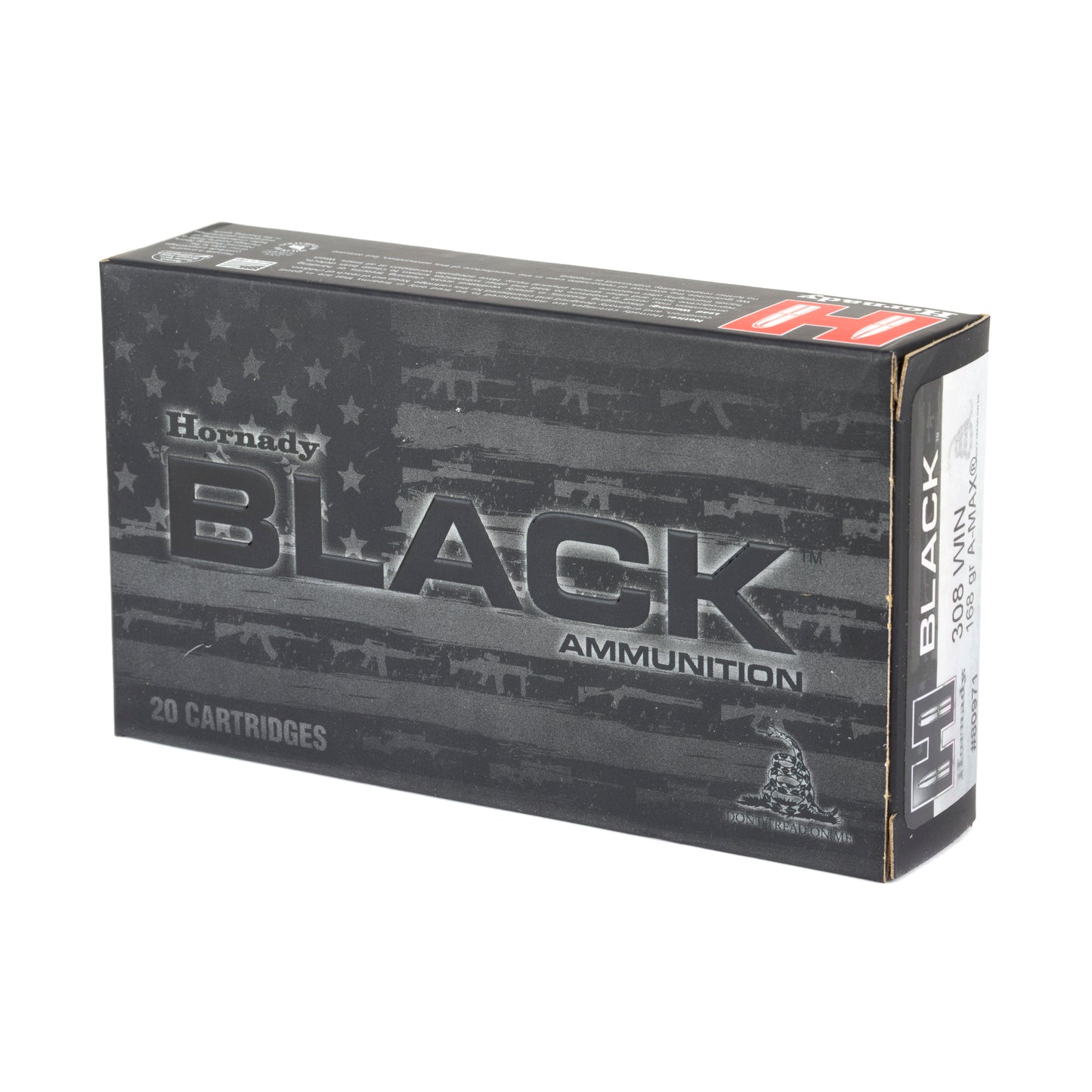 Hornady BLACK 308 Winchester 168 Grain AMAX Ammo - 20 Rounds per Box, 200 Rounds per Case