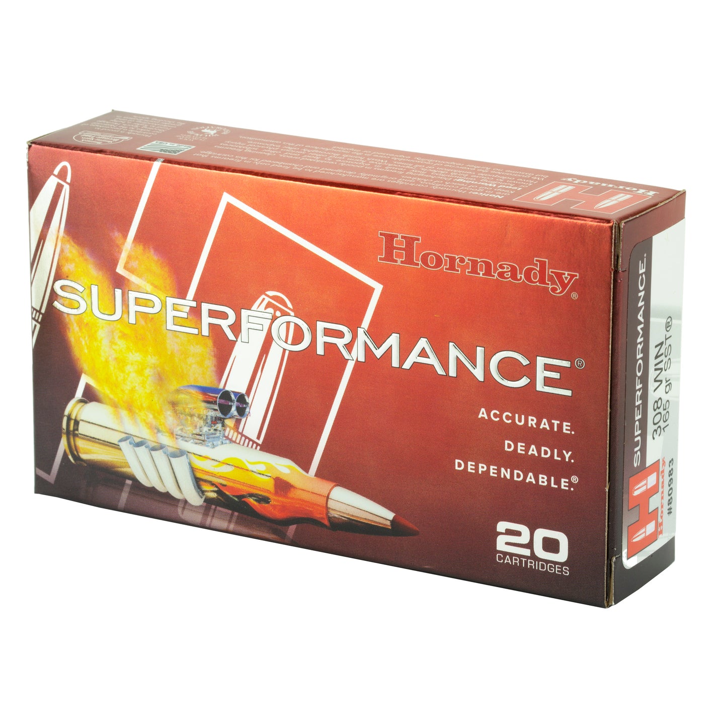 Hornady Superformance SST 165 Grain .308 Winchester Ammunition (20 Rounds / Box, 200 Rounds / Case)