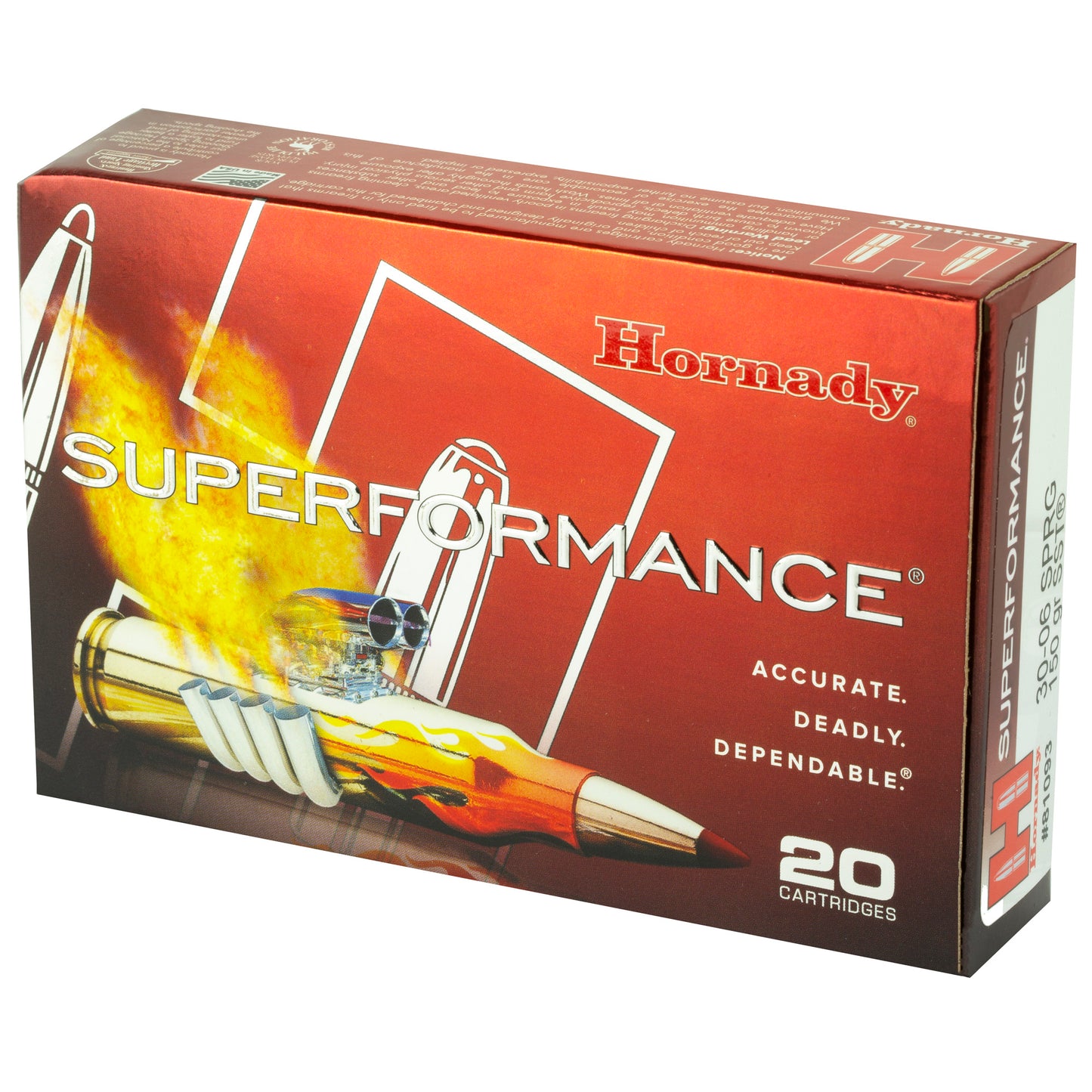Hornady Superformance SST 150 Grain for 30-06 Springfield Rifle * High-Performance Hunting Ammo, 20 Rounds per Box