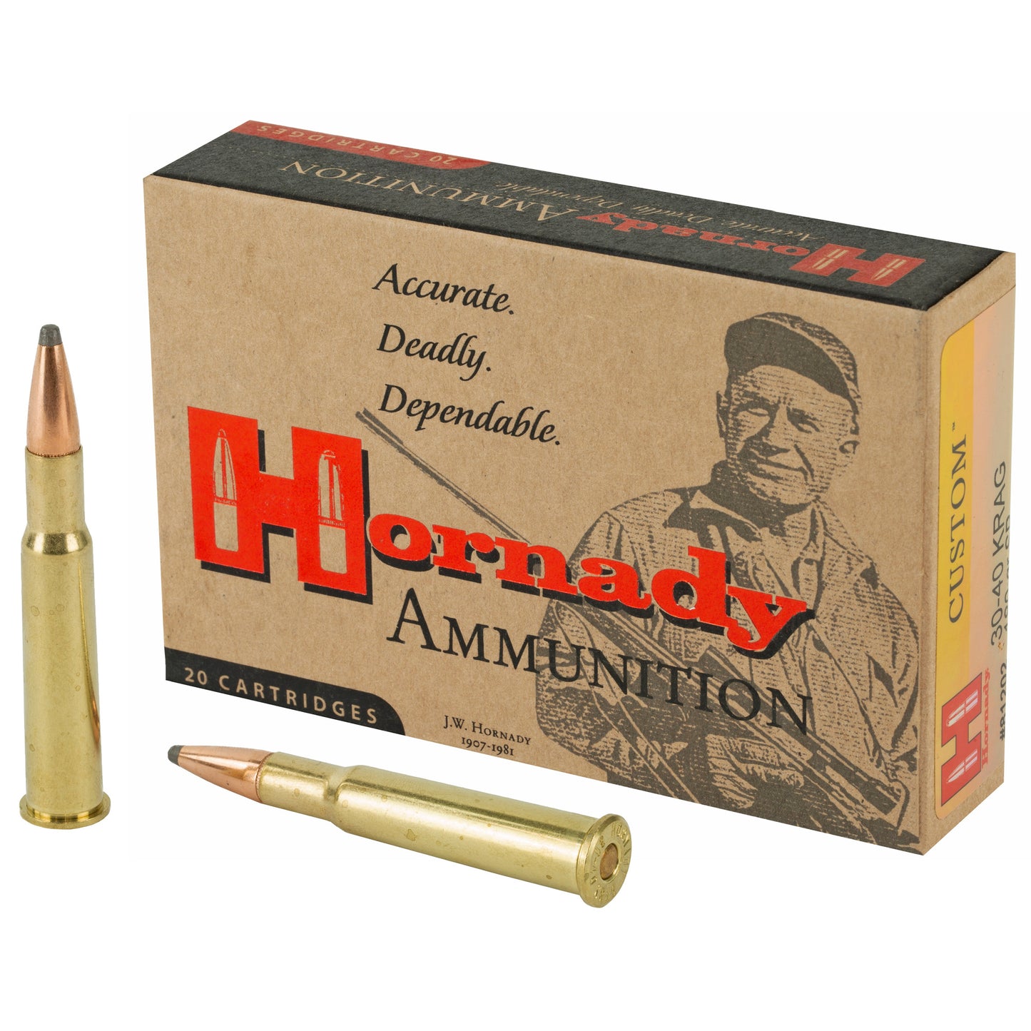 Hornady Custom 30-40 Krag 180-Grain Soft Point Ammunition, 20 Rounds per Box