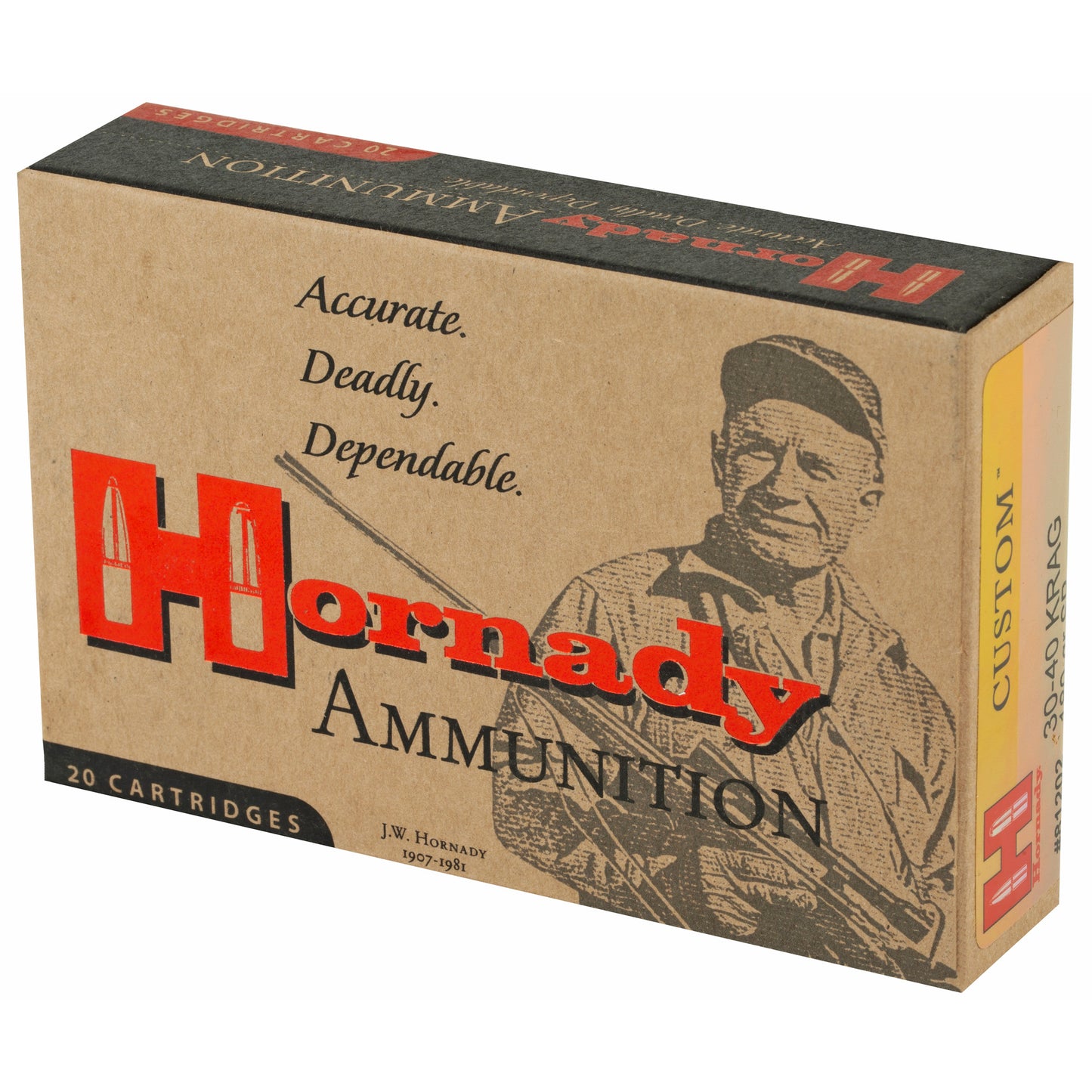 Hornady Custom 30-40 Krag 180-Grain Soft Point Ammunition, 20 Rounds per Box
