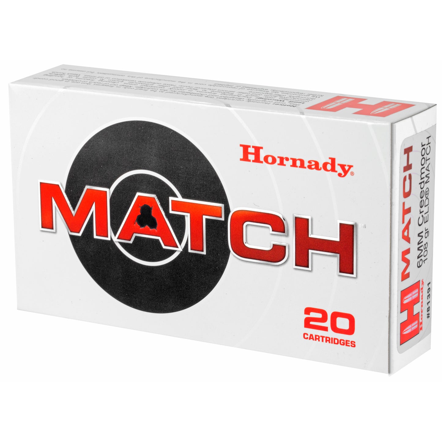Hornady 6mm Creedmoor ELD Match 108 Grain Rifle Ammunition - Precision Match Grade