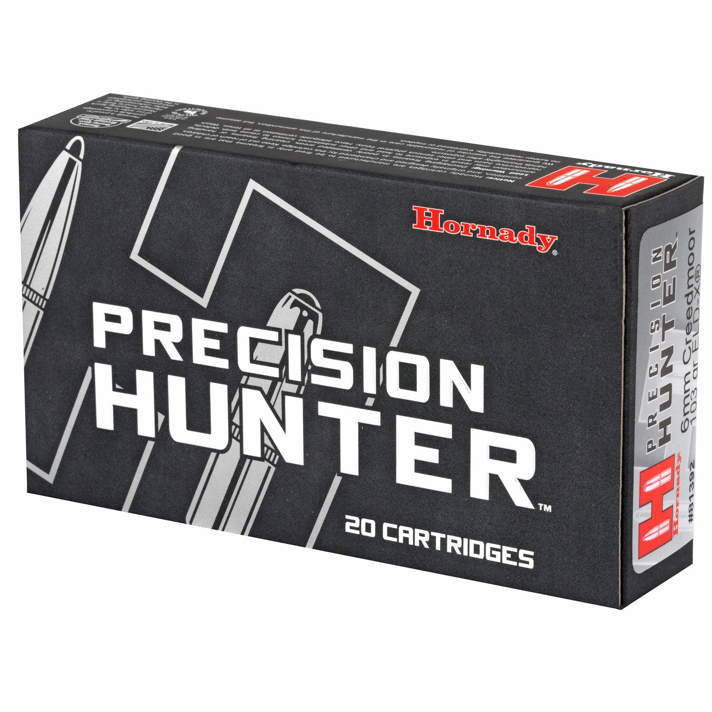 Hornady Precision Hunter 6mm Creedmoor ELD-X 103 Grain Ammo - High-Performance Match-Accurate Hunting Cartridge