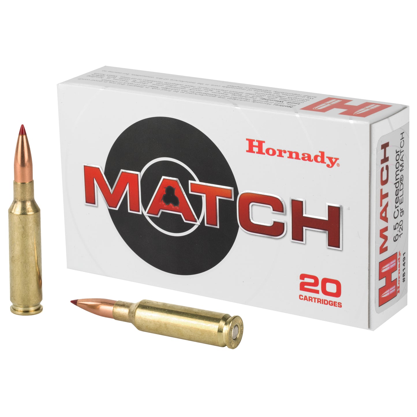 Hornady 6.5 Creedmoor ELD Match 120-Grain Ammunition * Precision Rifle Bullets for Long-Range Shooting