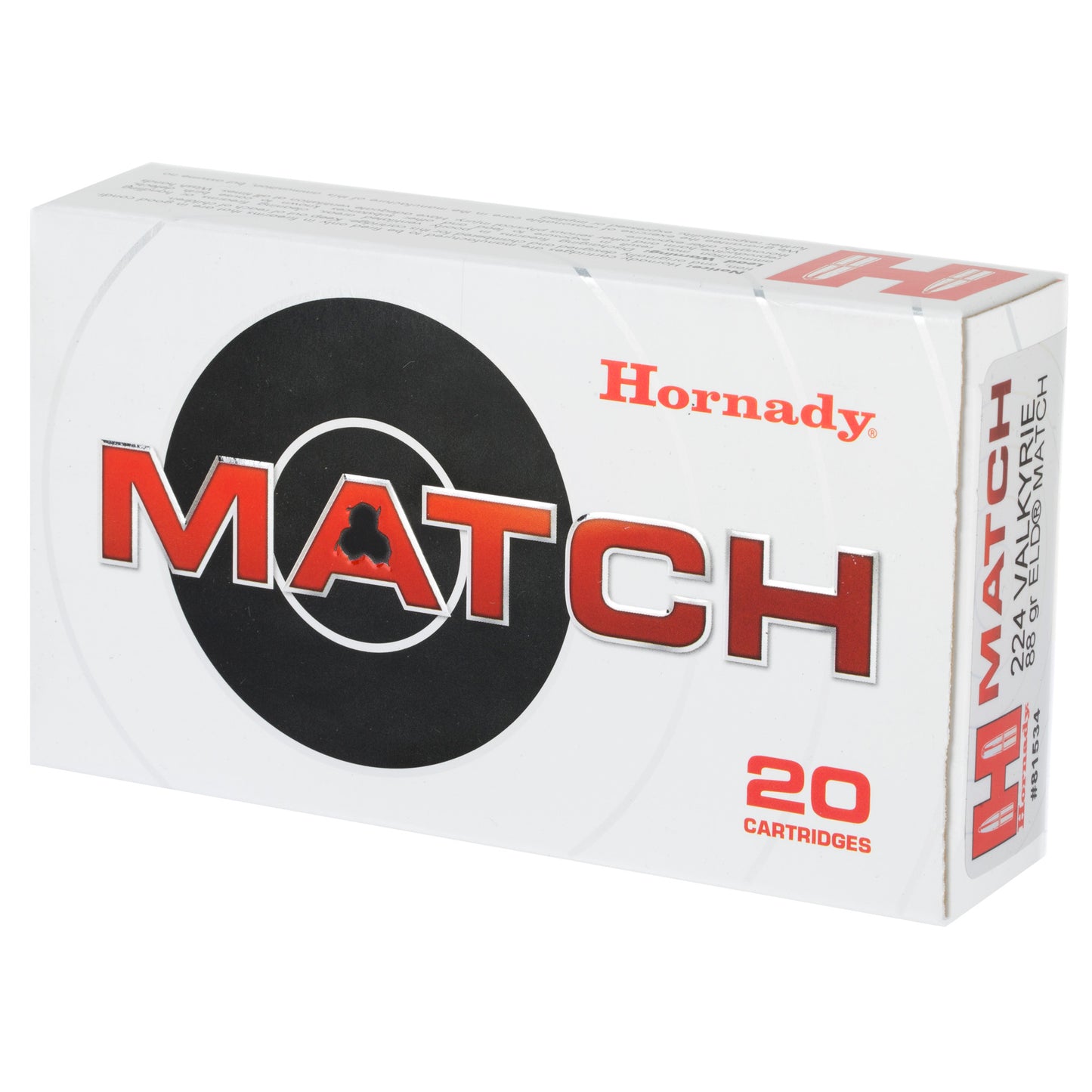 Hornady 224 Valkyrie ELD Match 88 Grain Rifle Ammunition * Precision Accuracy for Long-Range Shooting