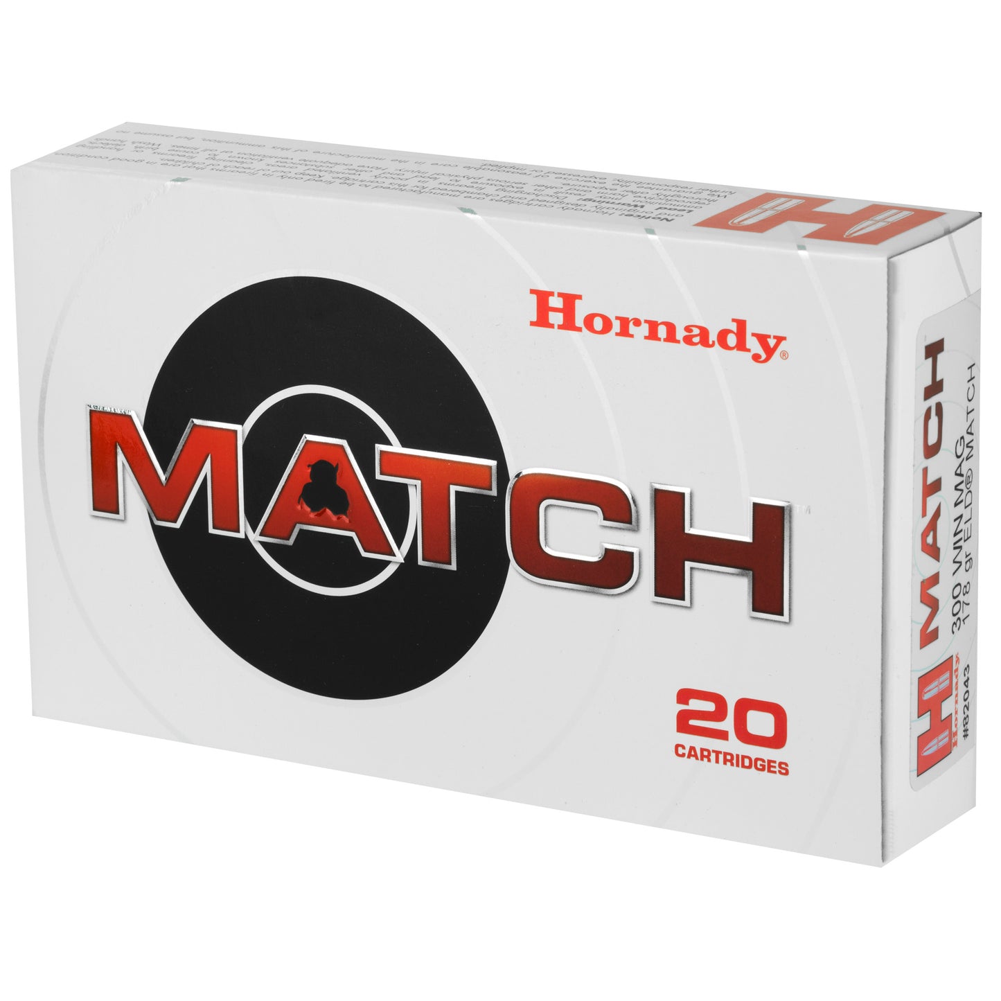 Hornady 300 Winchester Magnum ELD Match 178-Grain Rifle Ammunition - Pack of 20