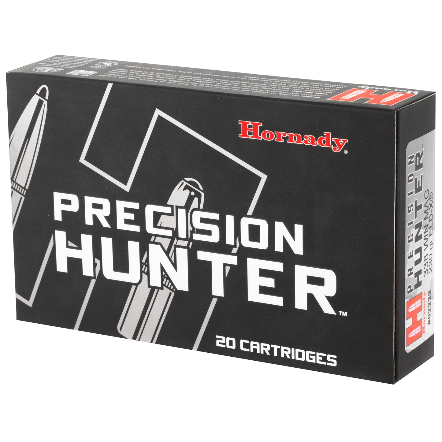 Hornady Precision Hunter 338 Winchester 230 Grain ELD-X Match-Accurate Hunting Ammunition - 20 Rounds per Box