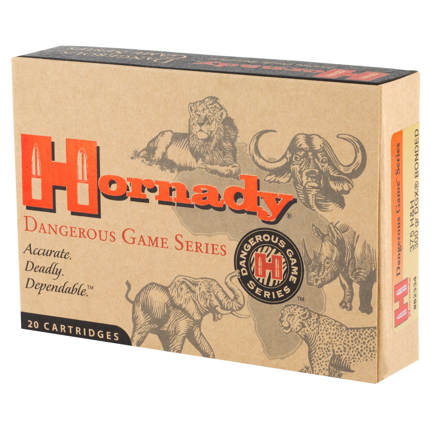 Hornady Dangerous Game Series .375 H&H 300-Grain DGX Bonded Ammunition - 20 Rounds per Box
