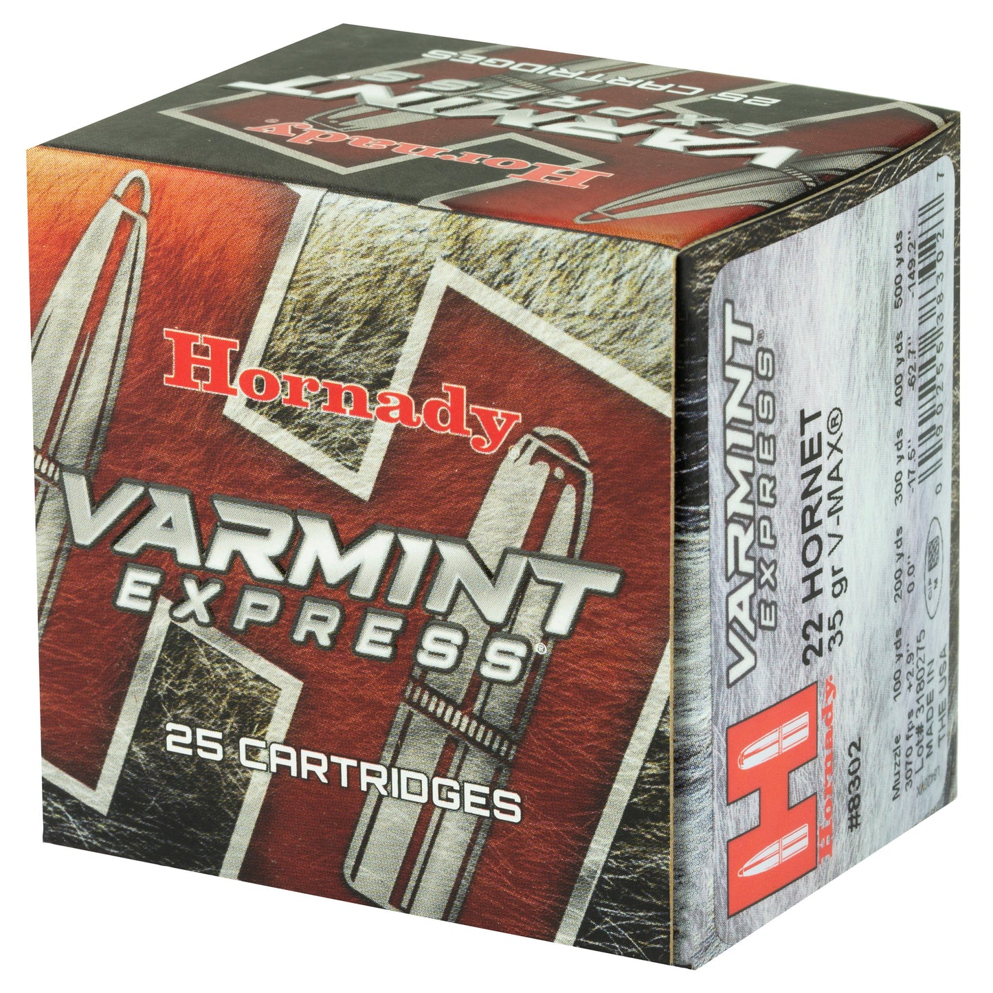 Hornady Varmint Express 22 Hornet 35 Grain V-Max Ammunition (25 Rounds / Box, 250 Rounds / Case)