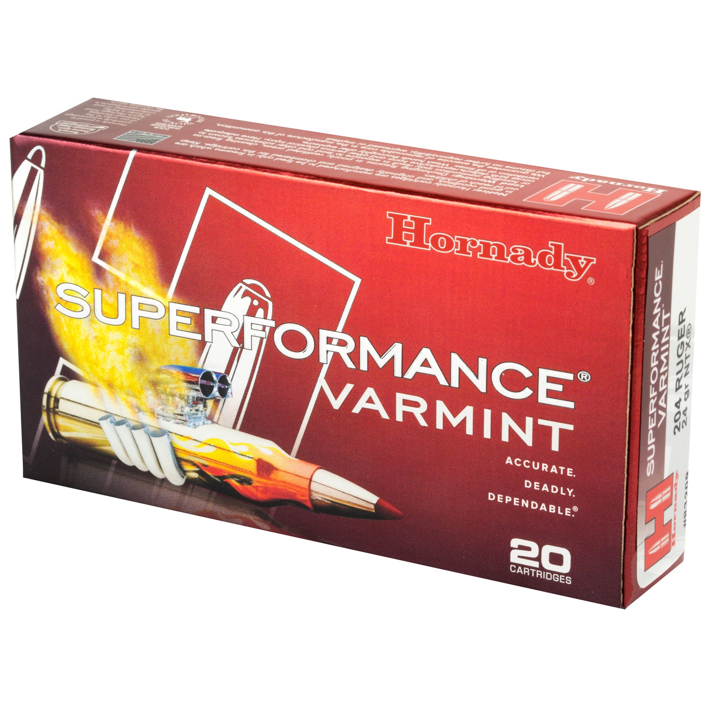 Hornady Superformance Varmint .204 Ruger 24-Grain NTX Ammunition (20 Rounds)