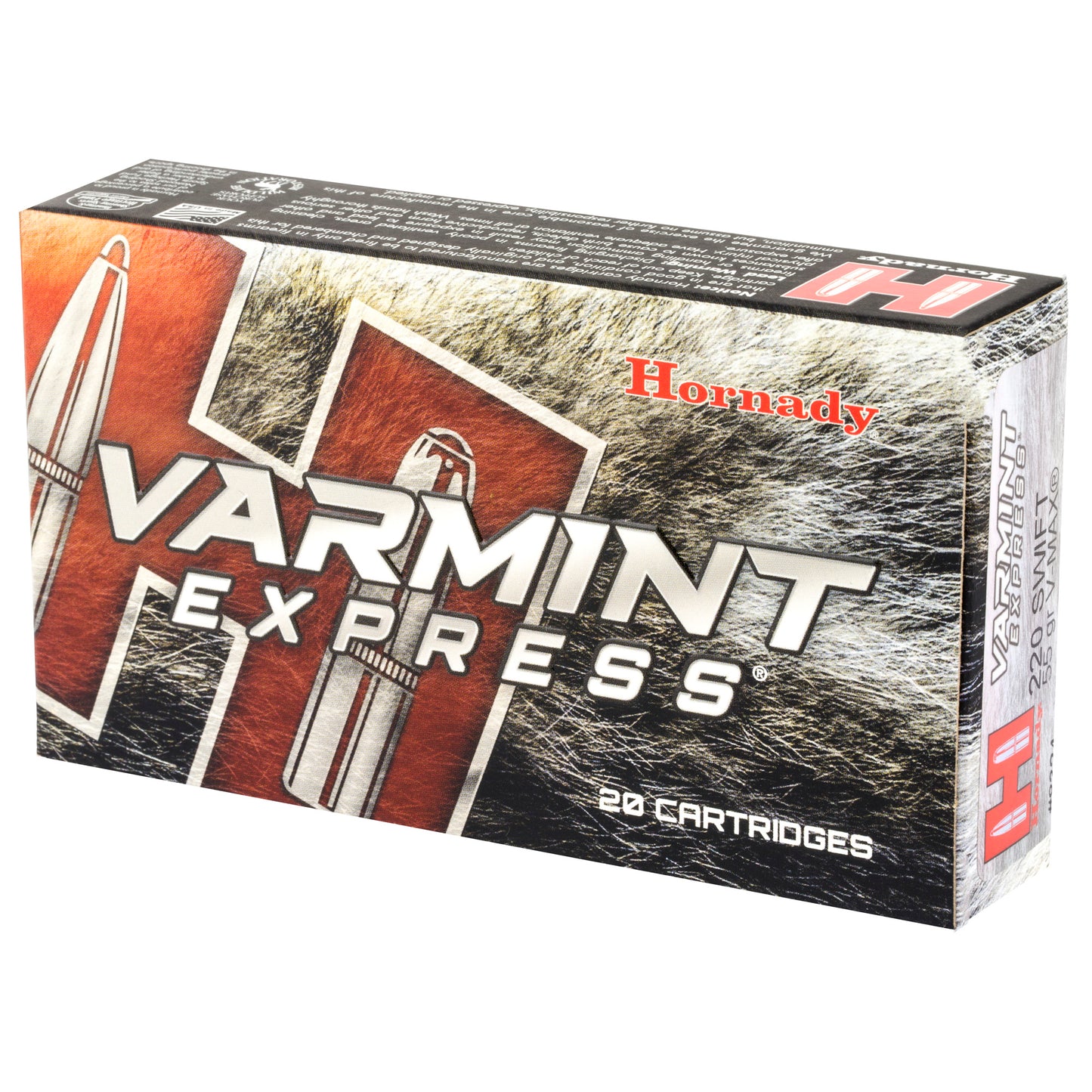 Hornady Varmint Express 220 Swift 55-Grain V-Max Ammo - Pack of 20 Cartridges