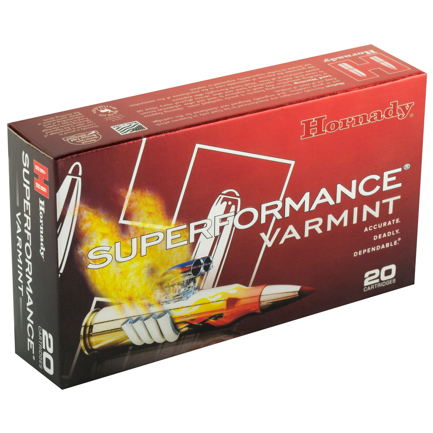 Hornady Superformance Varmint 22-250 Remington 50 Grain V-Max Ammunition - Pack of 20