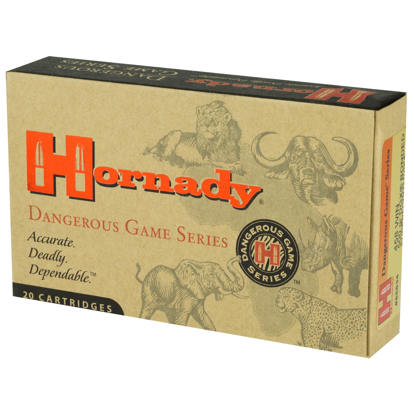 Hornady Dangerous Game Series .458 Winchester Magnum 500-Grain DGX Bonded Ammo (20 Rounds Per Box, 120 Per Case)