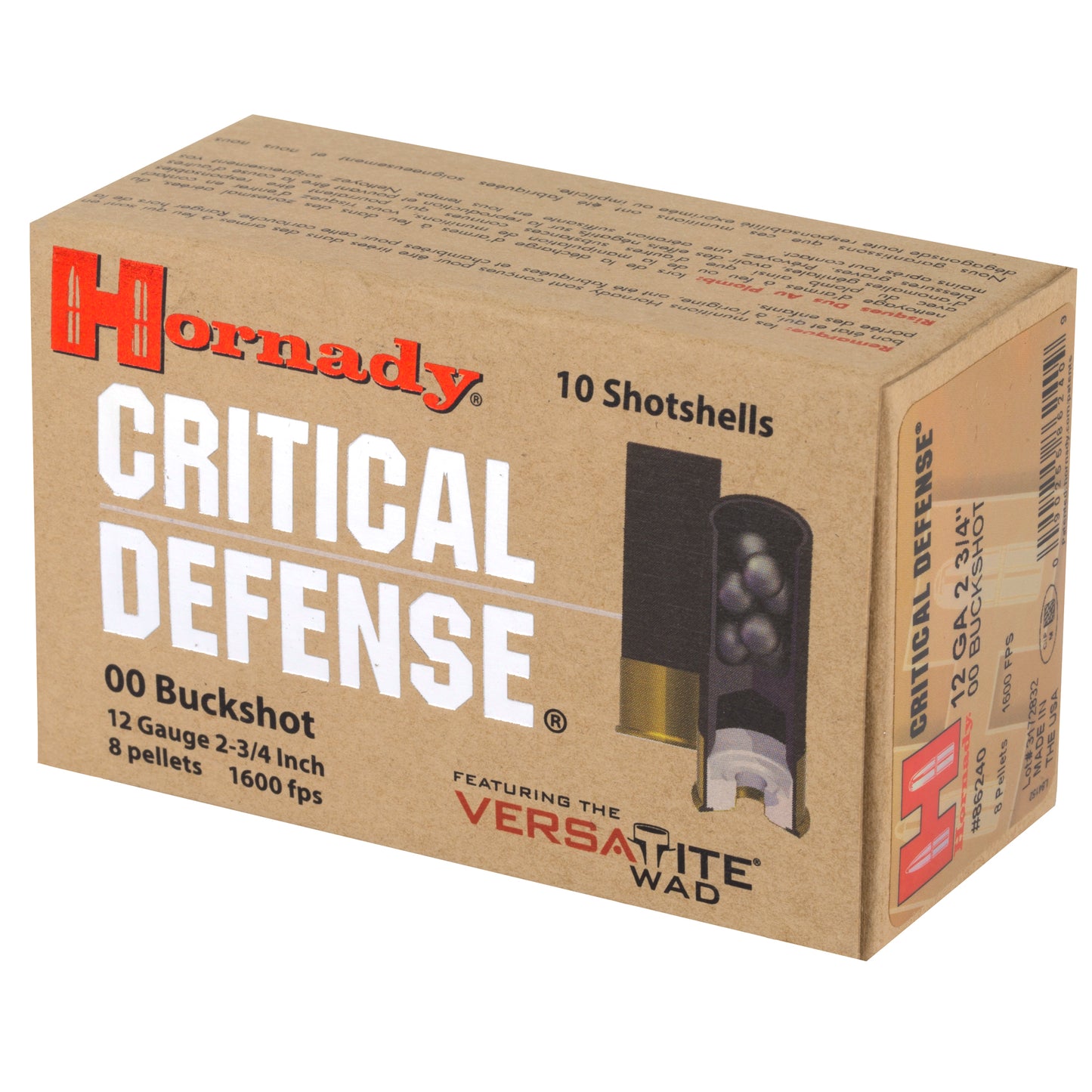 Hornady Critical Defense 12 Gauge 00 Buckshot - Reliable Personal Defense Ammunition