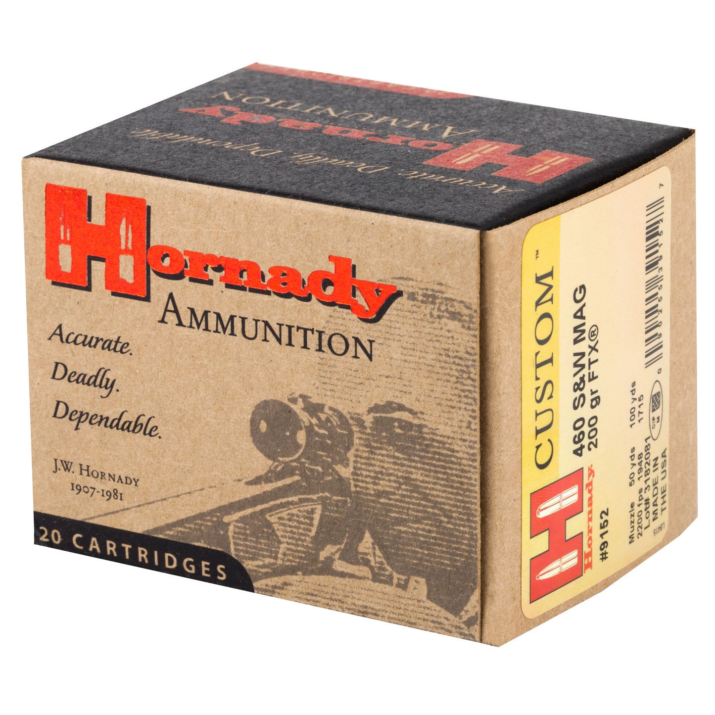 Hornady Custom 460 S&W 200-Grain FTX FlexTip Pistol Ammunition (20 Rounds per Box)