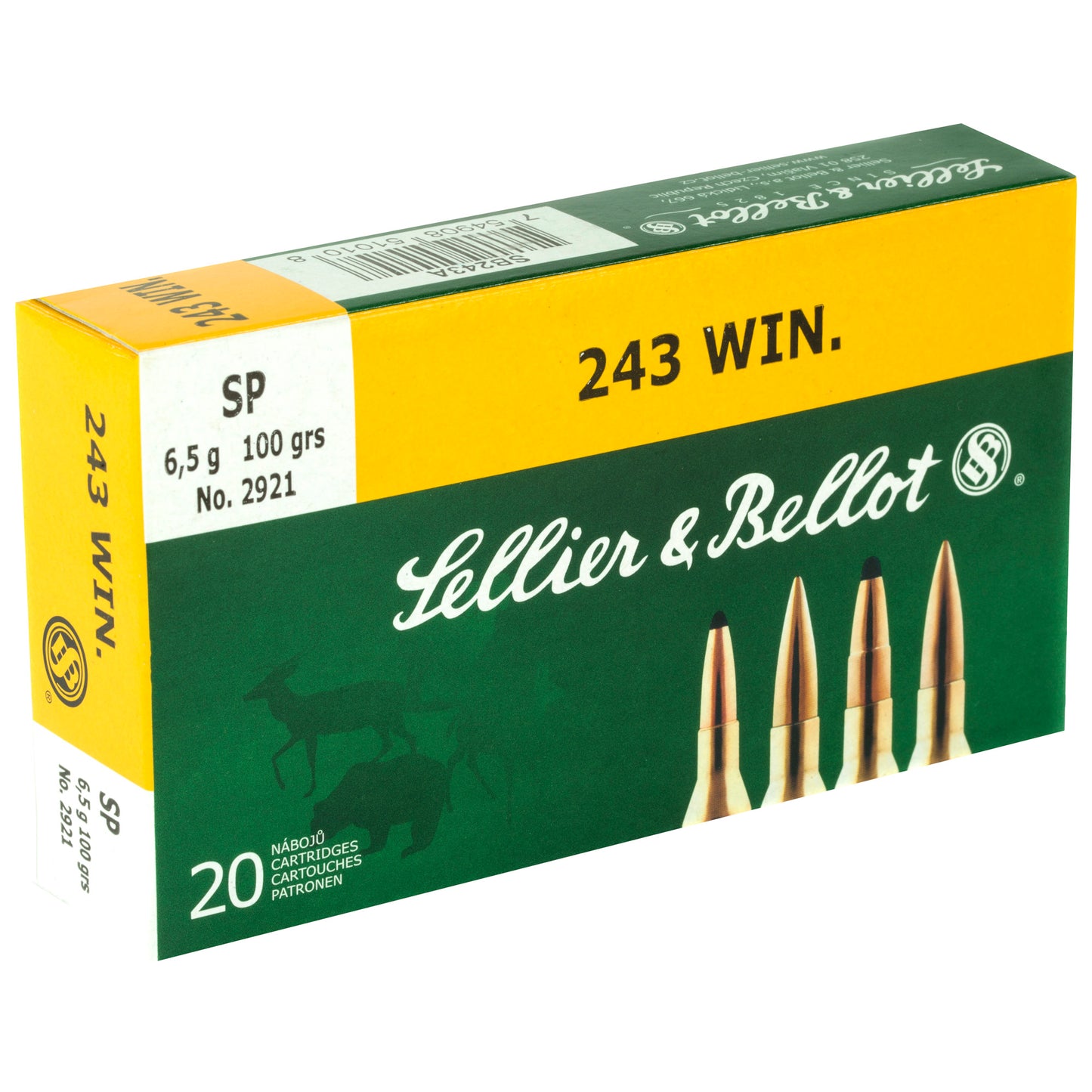 Sellier & Bellot .243 Winchester 100-Grain Soft Point Rifle Ammunition (20 Rounds per Box, 500 Rounds per Case)