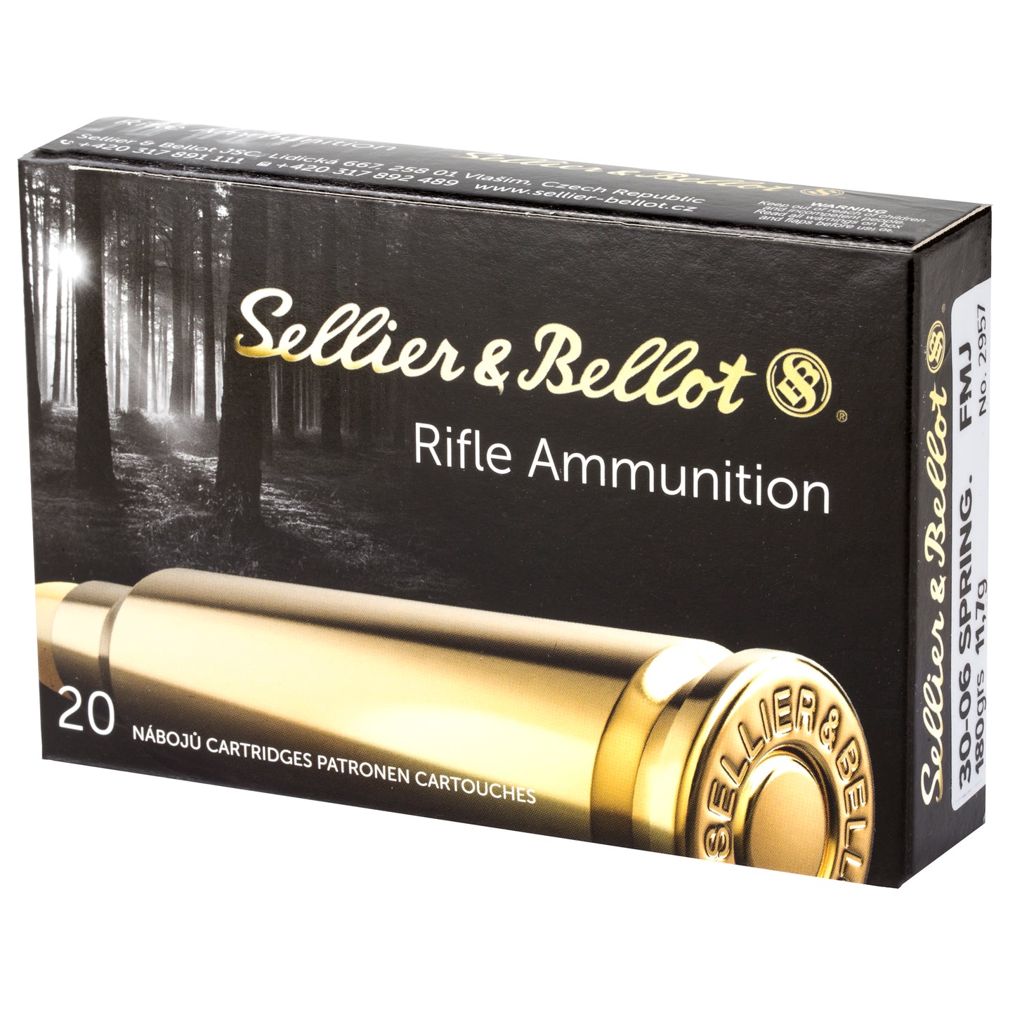 Sellier & Bellot 30-06 Springfield 180 Grain FMJ Rifle Ammunition - 20 R rounds per box