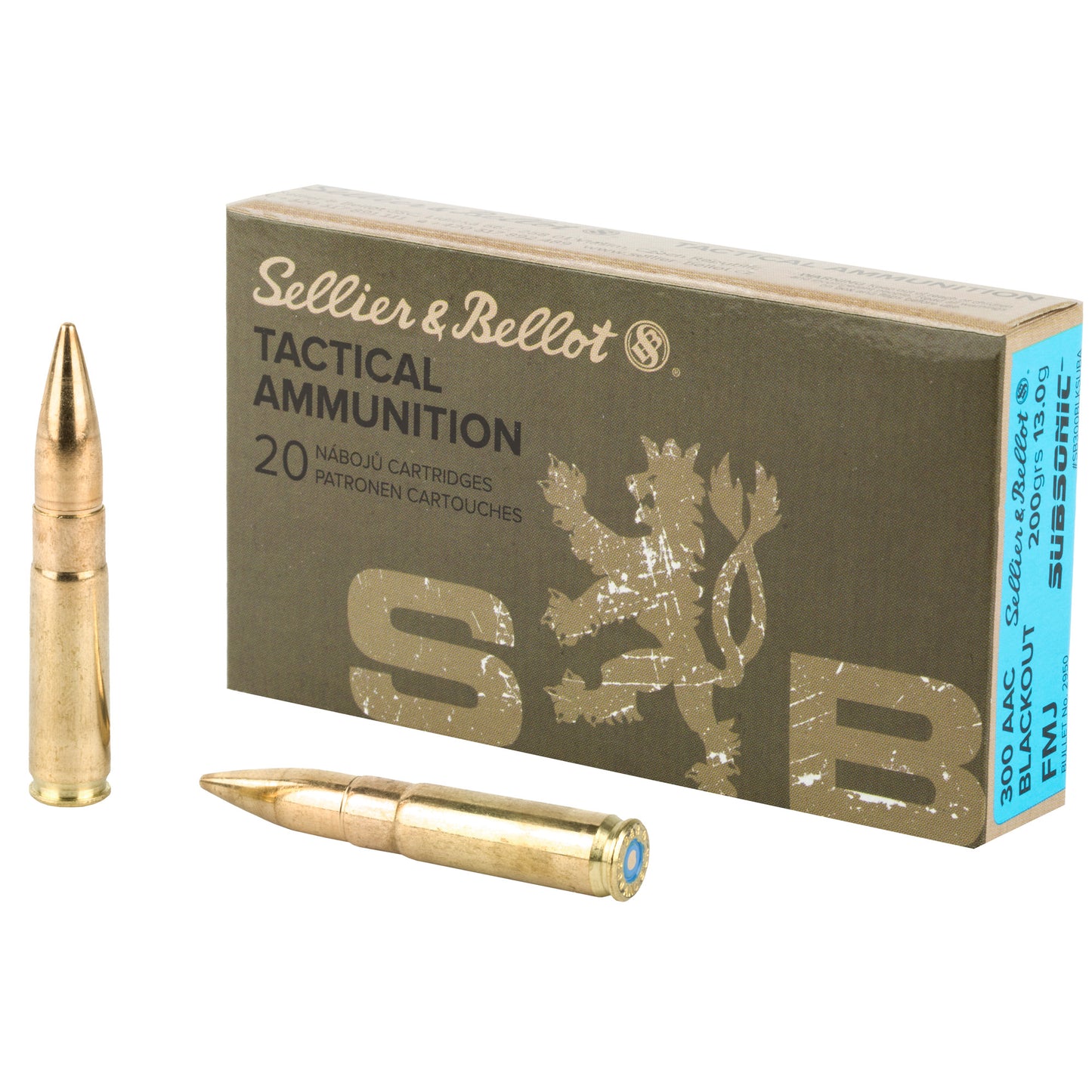 Sellier & Bellot 300 Blackout 200-Grain FMJ Subsonic Rifle Ammunition (20 Rounds)