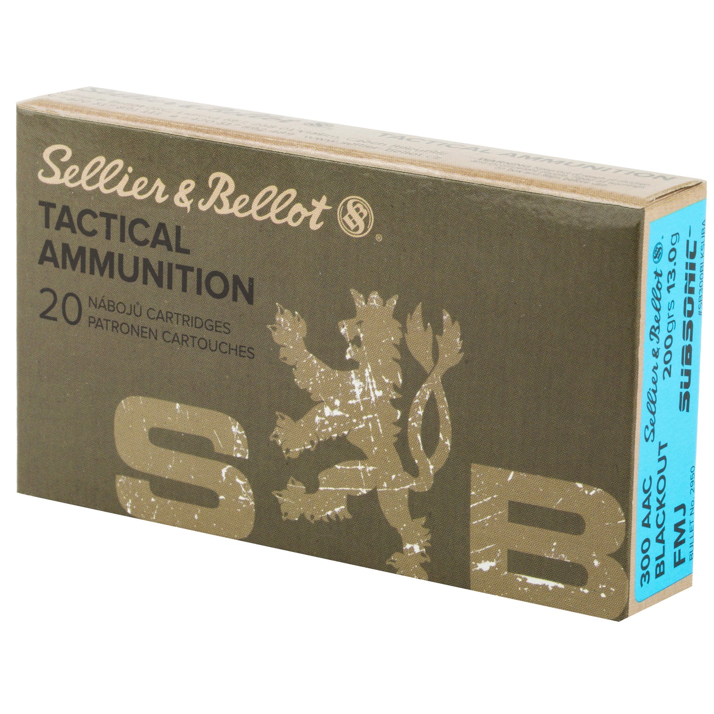 Sellier & Bellot 300 Blackout 200-Grain FMJ Subsonic Rifle Ammunition (20 Rounds)