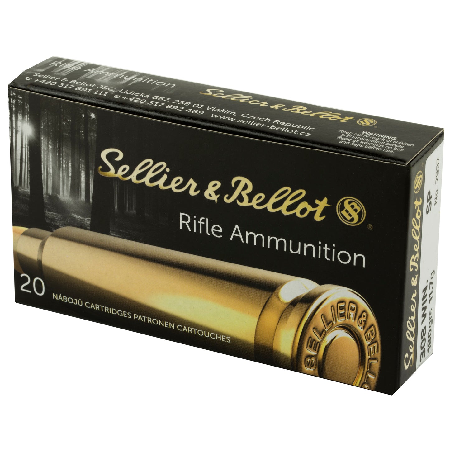 Sellier & Bellot 308 Winchester 180-Grain Soft Point Rifle Ammunition - 20 Rounds Per Box