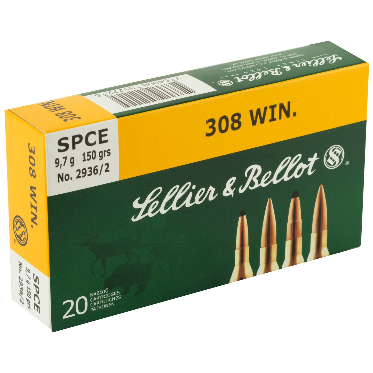 Sellier & Bellot 308 Winchester 150-Grain Soft Point Cutting Edge Rifle Ammunition - Box of 20