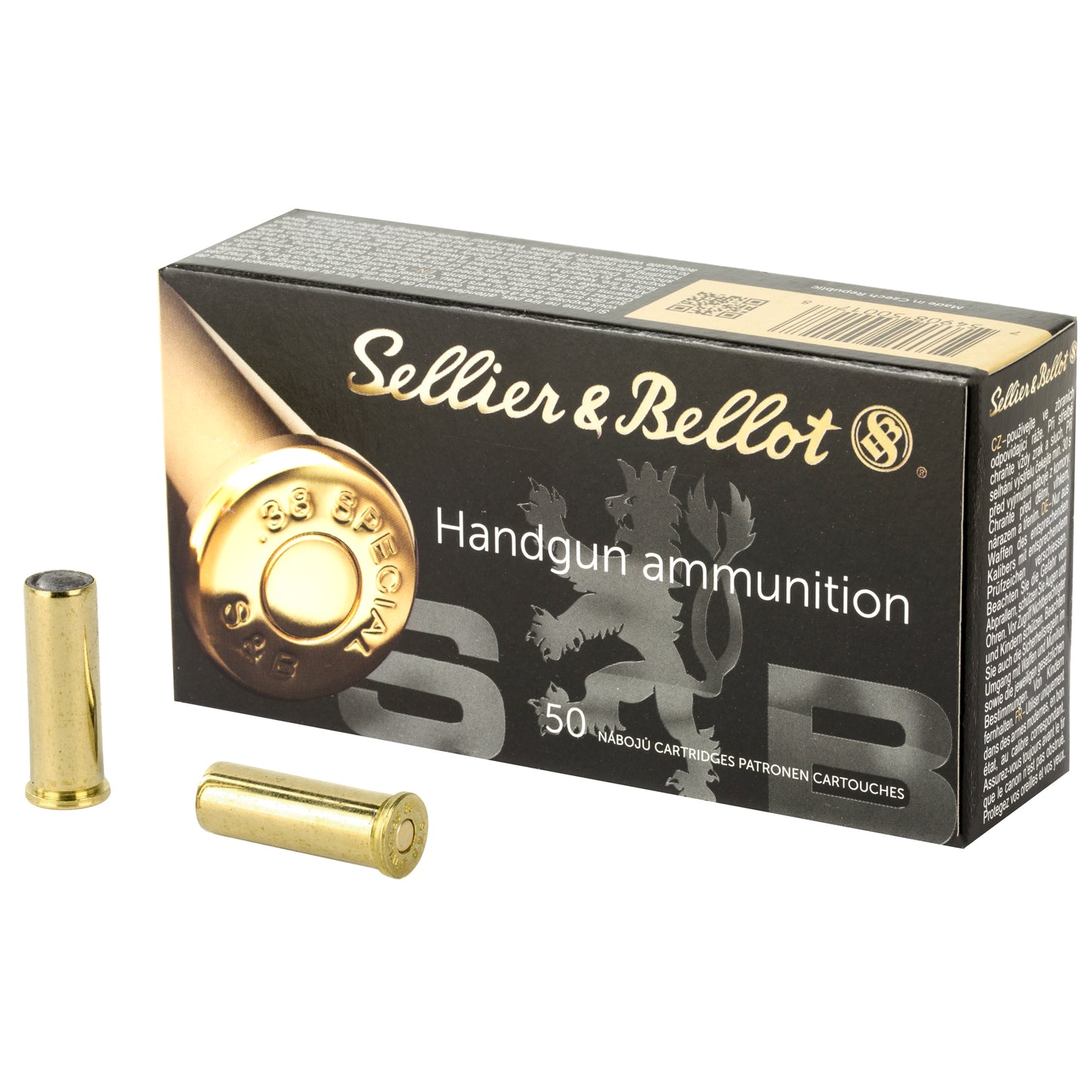 Sellier & Bellot SB38B Lead Wadcutter Pistol Ammunition, 38 Special, 148 Grain - Pack of 50 Rounds