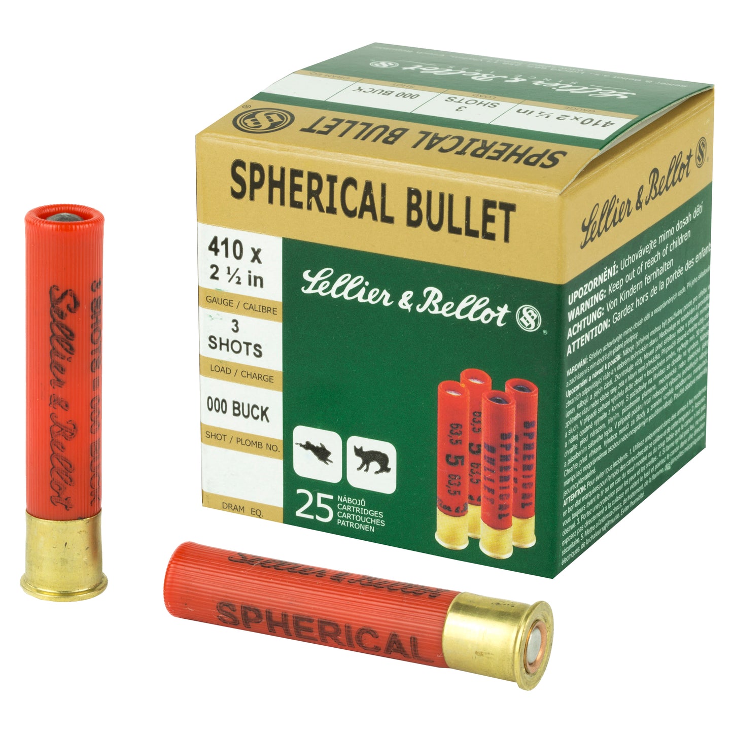 Sellier & Bellot 410 Gauge Buckshot Shotshell - Model SB410A, 25 Rounds Per Box