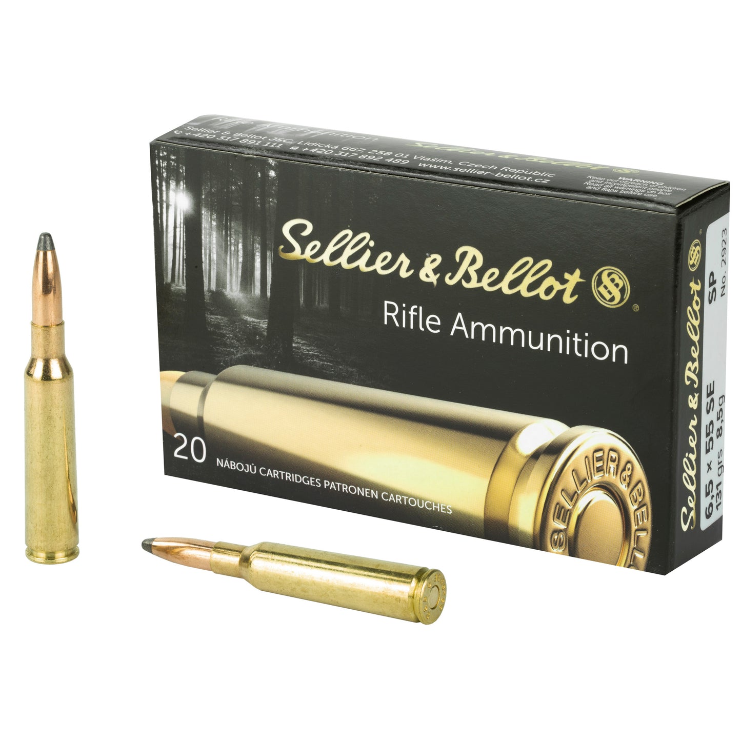 Sellier & Bellot 6.5x55 Swedish Rifle Ammunition, 131 Grain Soft Point * 20 Rounds per Box