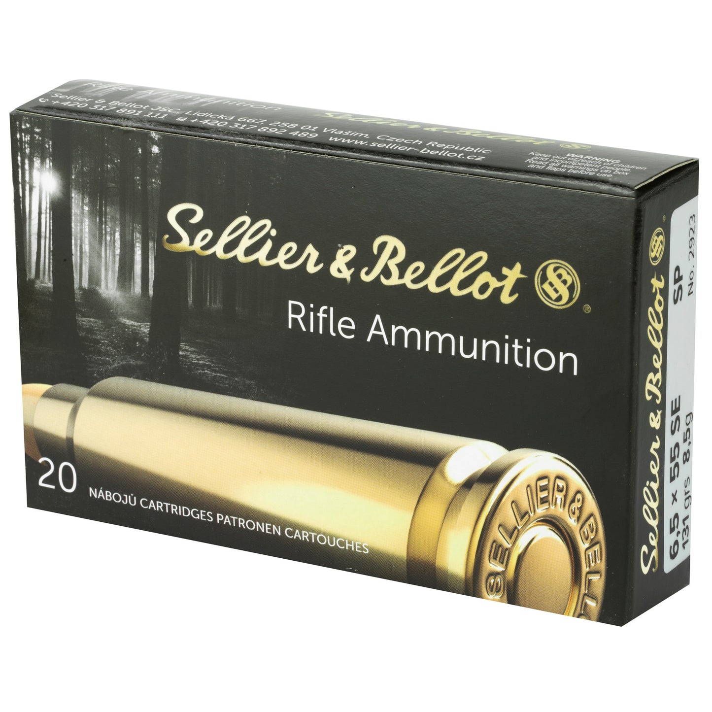 Sellier & Bellot 6.5x55 Swedish Rifle Ammunition, 131 Grain Soft Point * 20 Rounds per Box