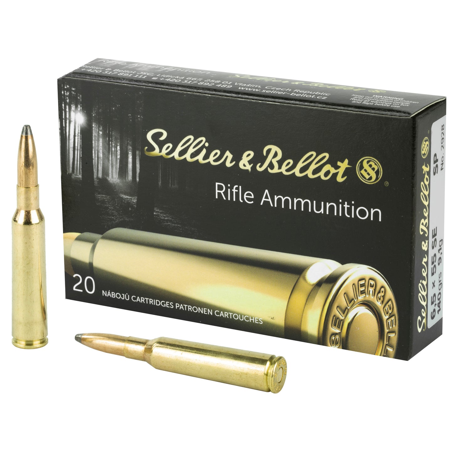 Sellier & Bellot 6.5x55mm Swedish Rifle Ammunition - 140 Grain Soft Point, Box of 20