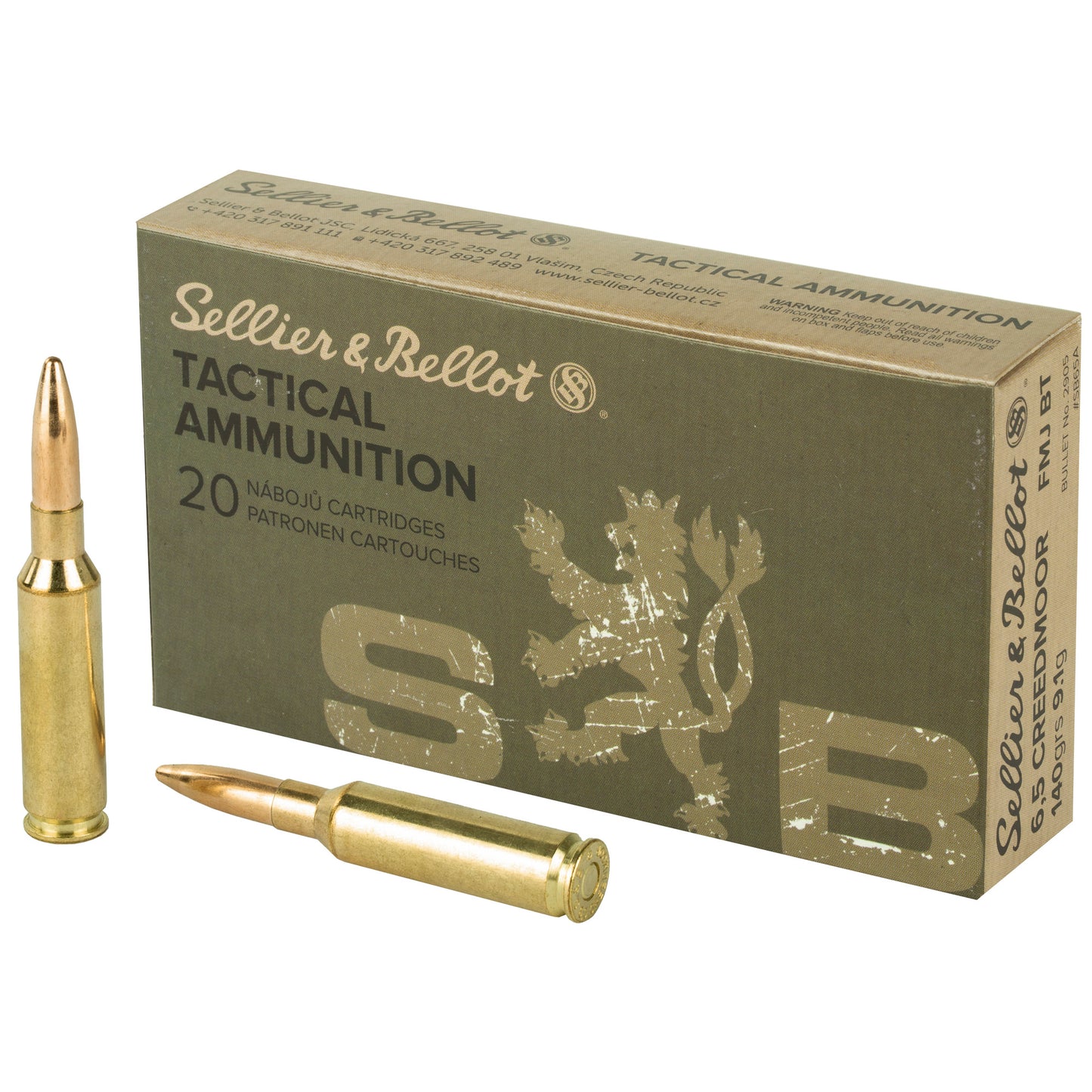 Sellier & Bellot 6.5 Creedmoor 140-Grain Full Metal Jacket Rifle Ammunition (SB65A)