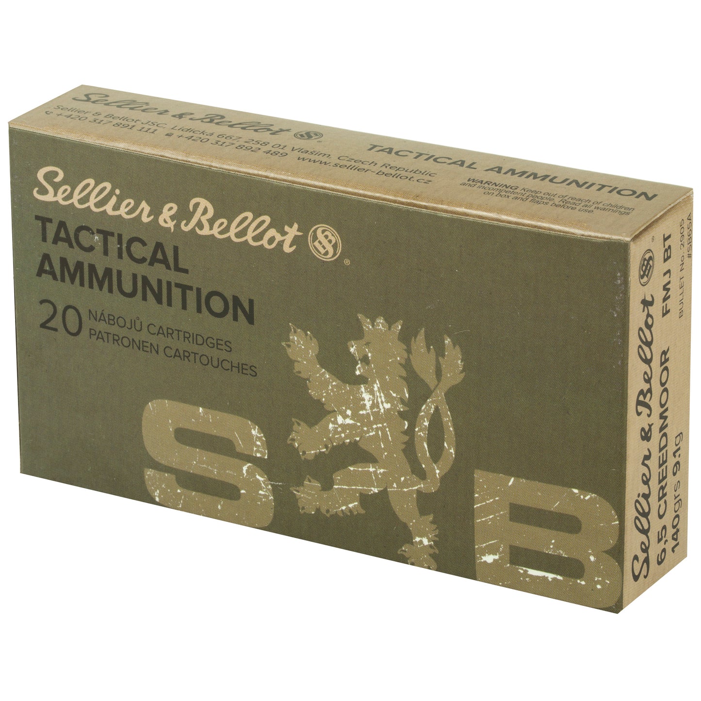Sellier & Bellot 6.5 Creedmoor 140-Grain Full Metal Jacket Rifle Ammunition (SB65A)