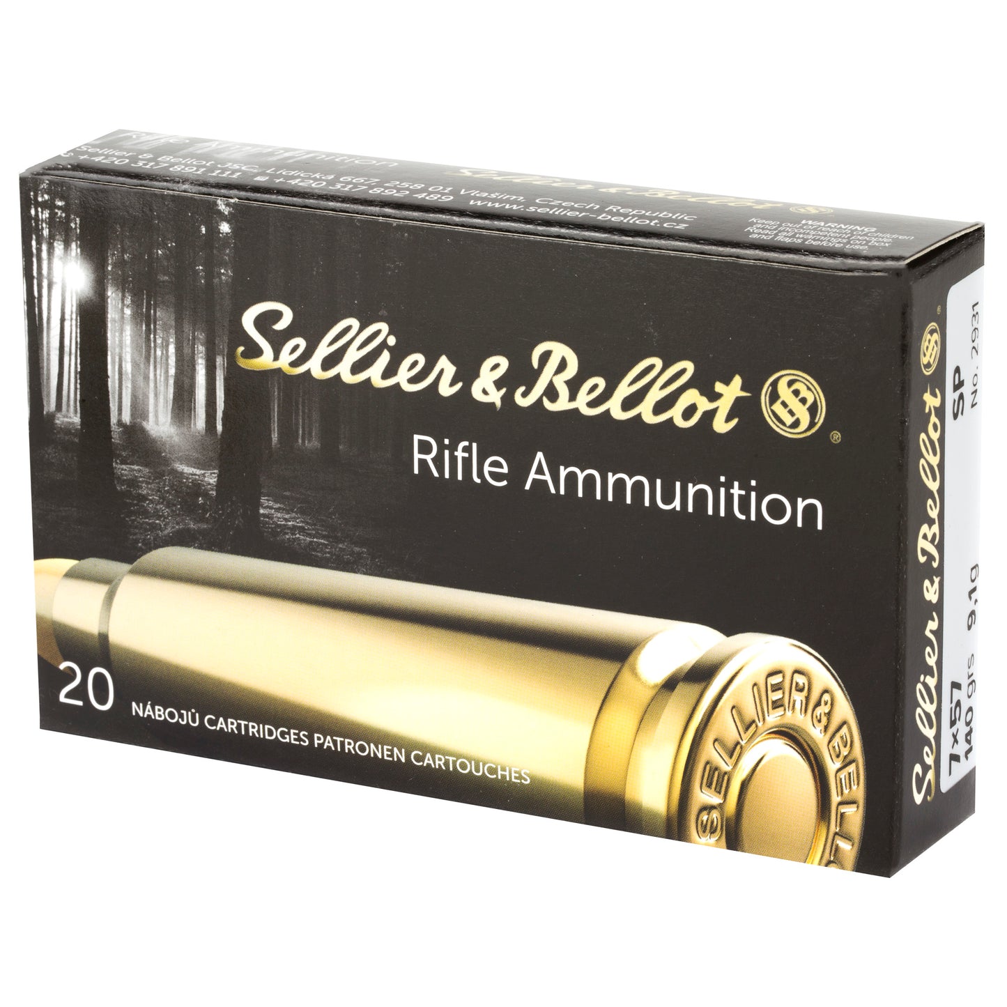 Sellier & Bellot 7x57mm Rifle Ammunition - 140 Grain Soft Point, 20 Rounds per Box
