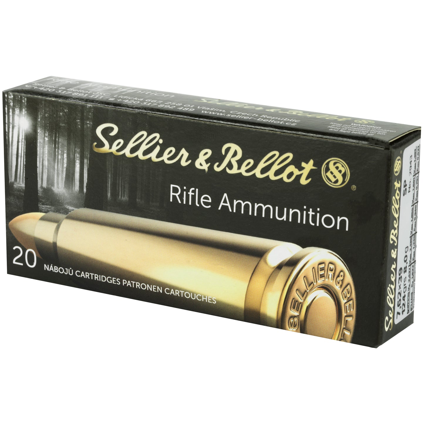 Sellier & Bellot 7.62x39mm 124 Grain Soft Point Rifle Ammunition (20 Rounds per Box, 600 Rounds per Case)