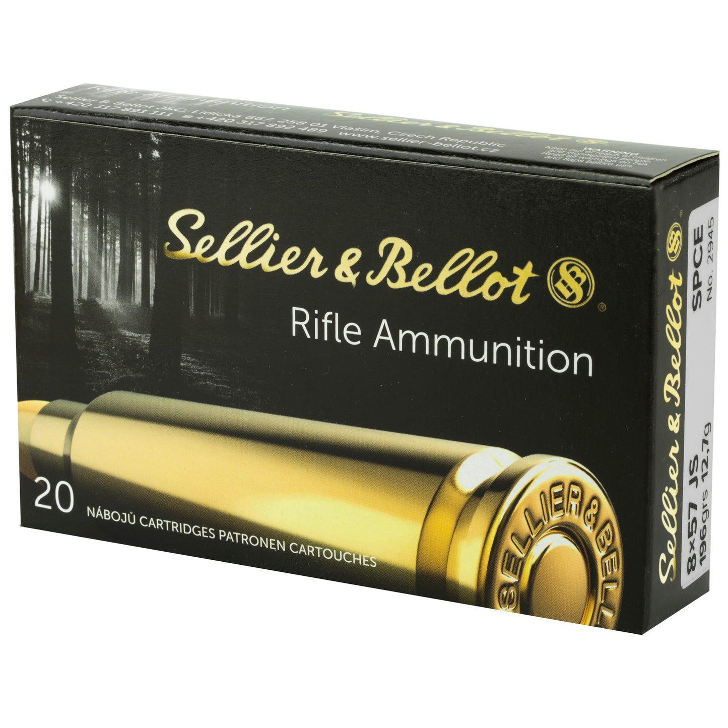 Sellier & Bellot 8mm Mauser Soft Point Cutting Edge Ammunition * 196 Grain, Box of 20