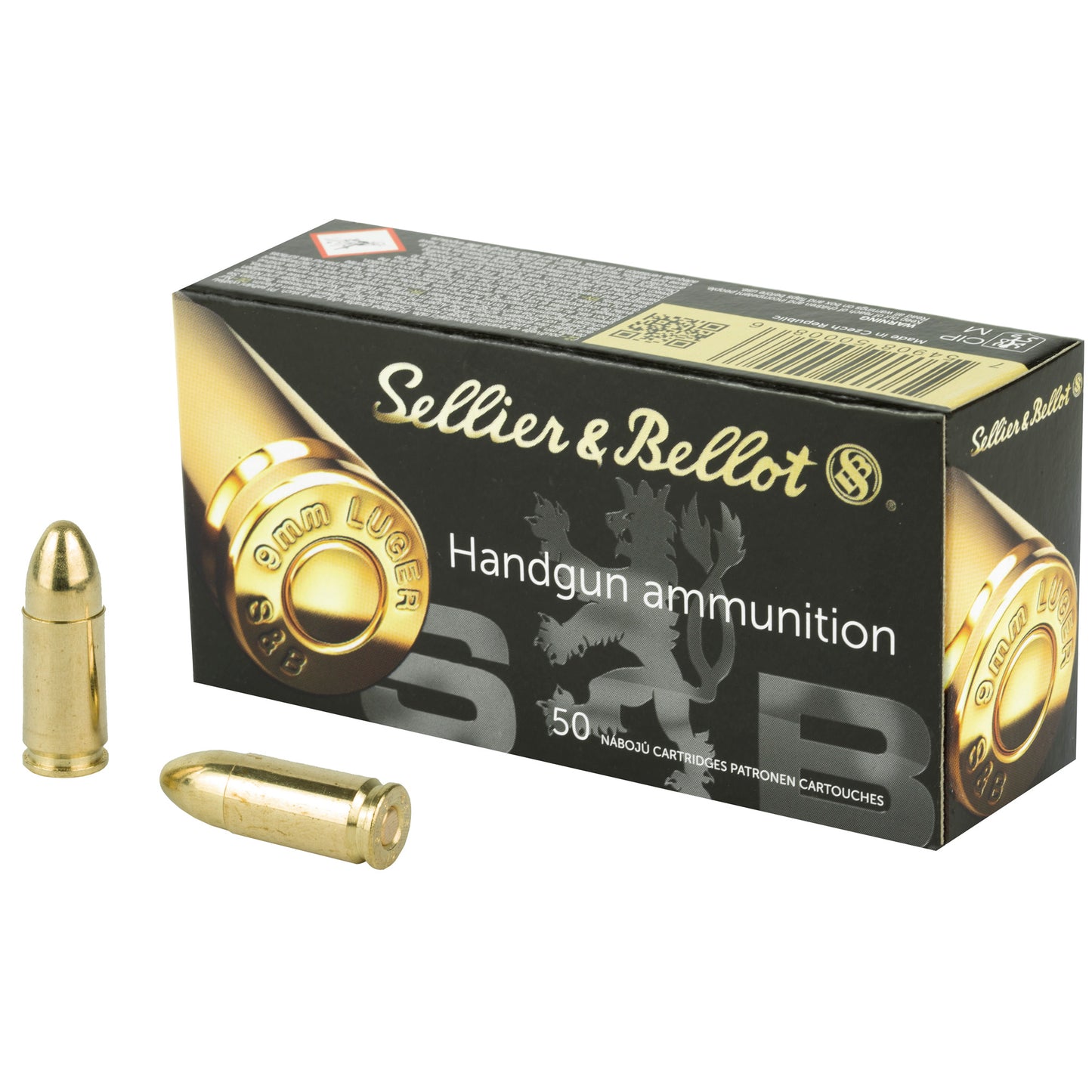 Sellier & Bellot 9mm 115-Grain Full Metal Jacket Pistol Ammunition (50 Rounds Per Box)