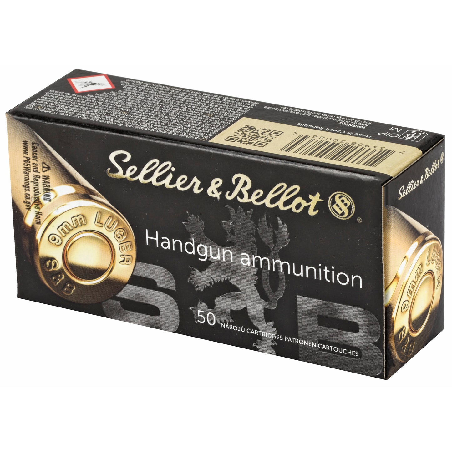 Sellier & Bellot 9mm 124 Grain Hollow Point Pistol Ammunition, 50 Rounds per Box