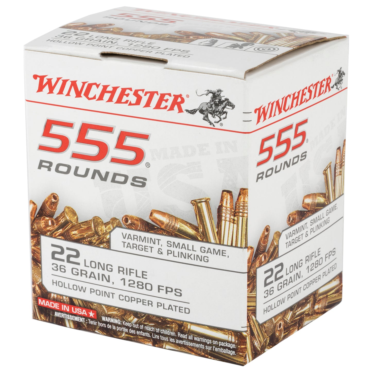Winchester Ammunition 22LR 36-Grain Hollow Point Rimfire Ammo * High-Performance Box of 555 Rounds
