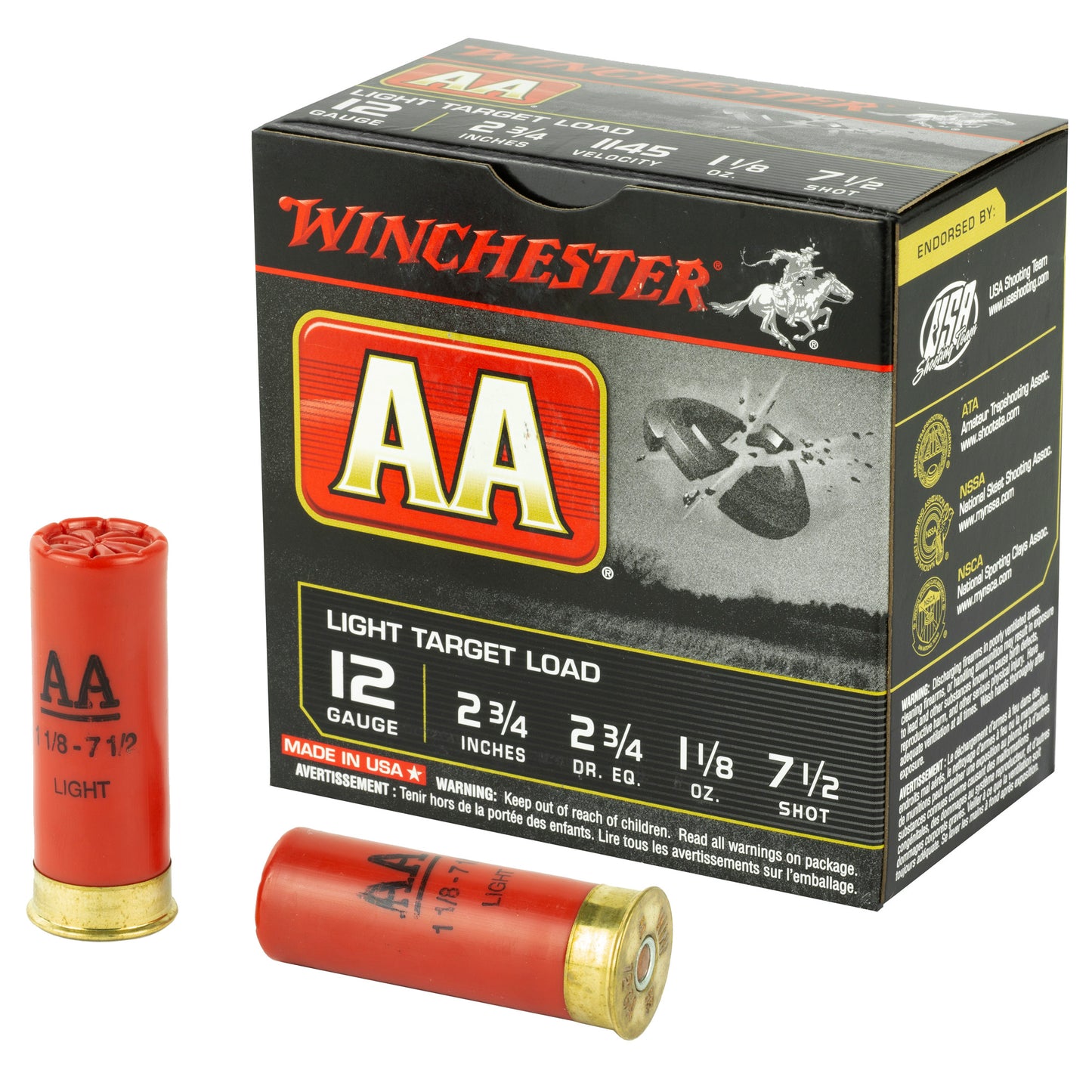 Winchester Ammunition AA Target 12 Gauge Shotshells * 1 1/8 oz, 2 3/4 Dram, #7.5 Shot, Pack of 25