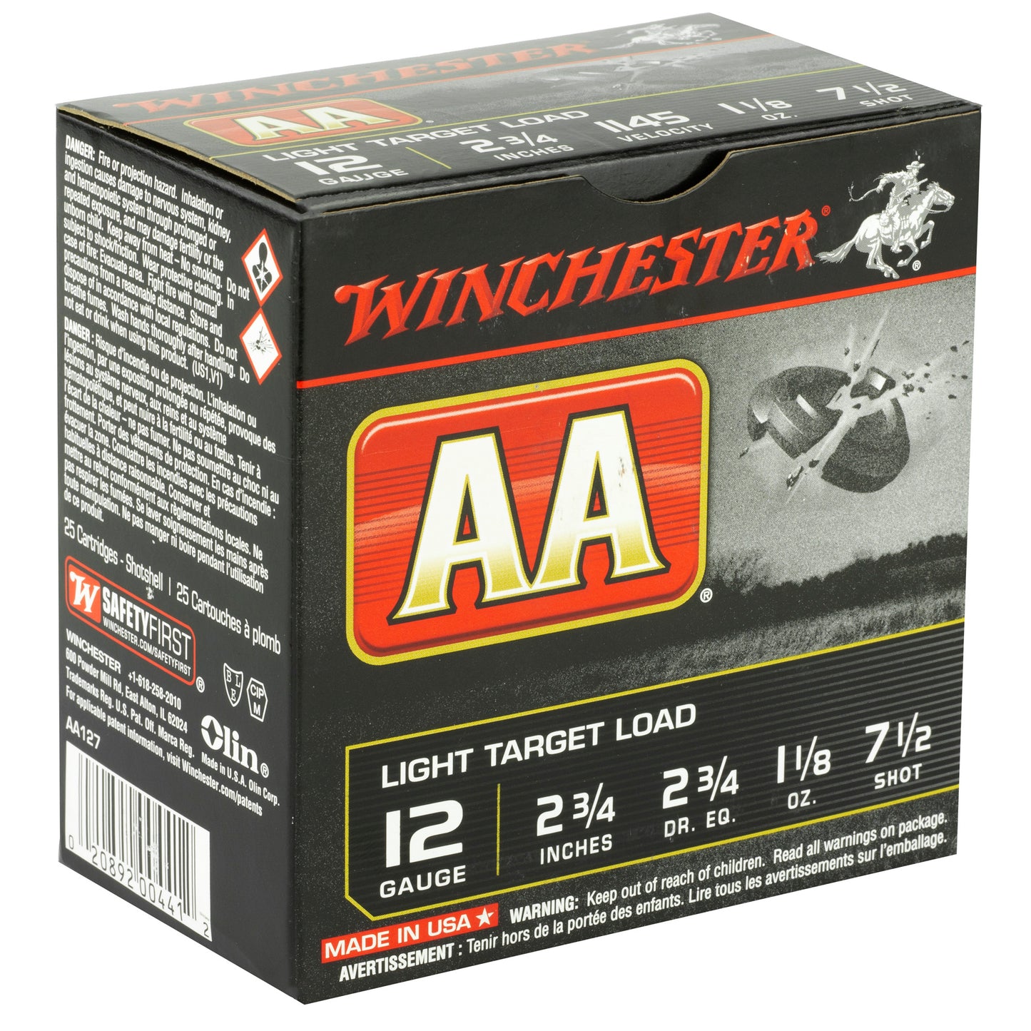Winchester Ammunition AA Target 12 Gauge Shotshells * 1 1/8 oz, 2 3/4 Dram, #7.5 Shot, Pack of 25