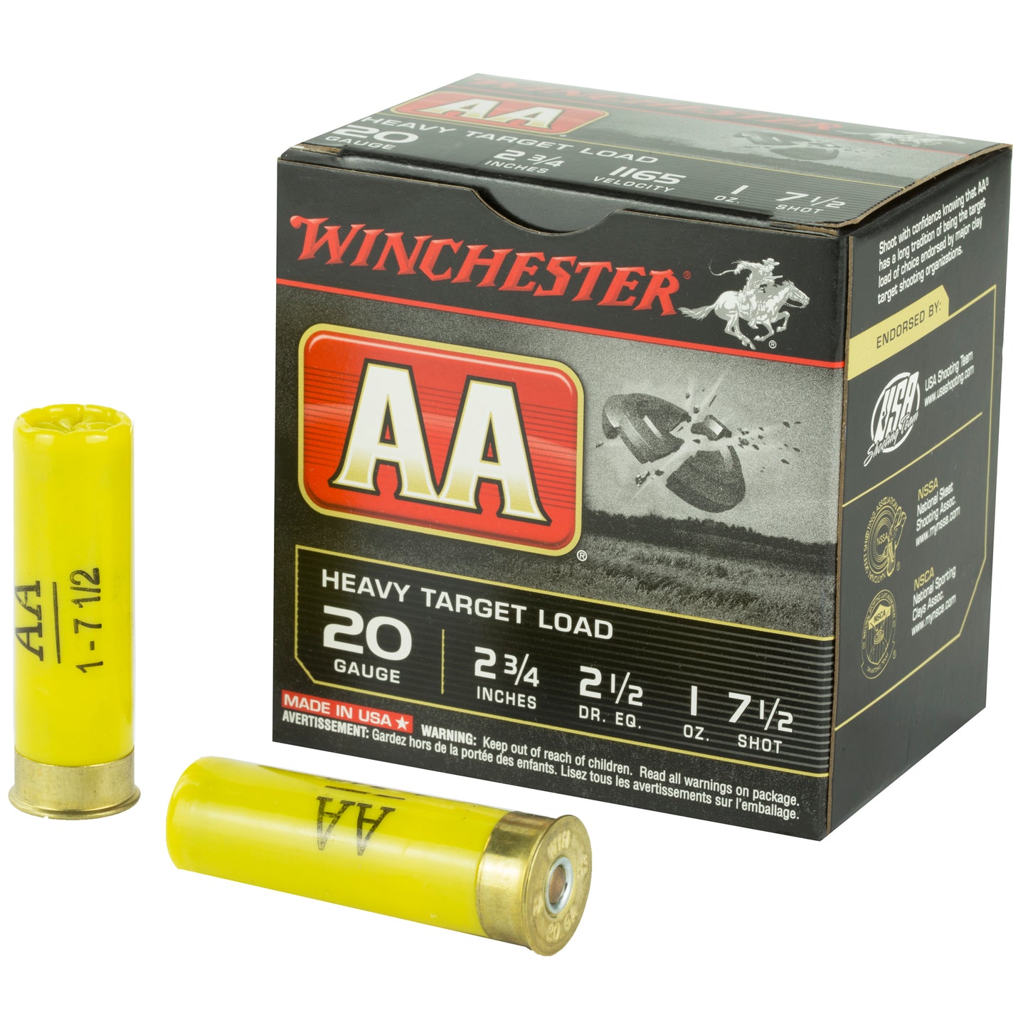 Winchester Ammunition AA Target 20 Gauge Shotshells, 2.75 Inch, 1 oz #7.5, 25 Rounds per Box