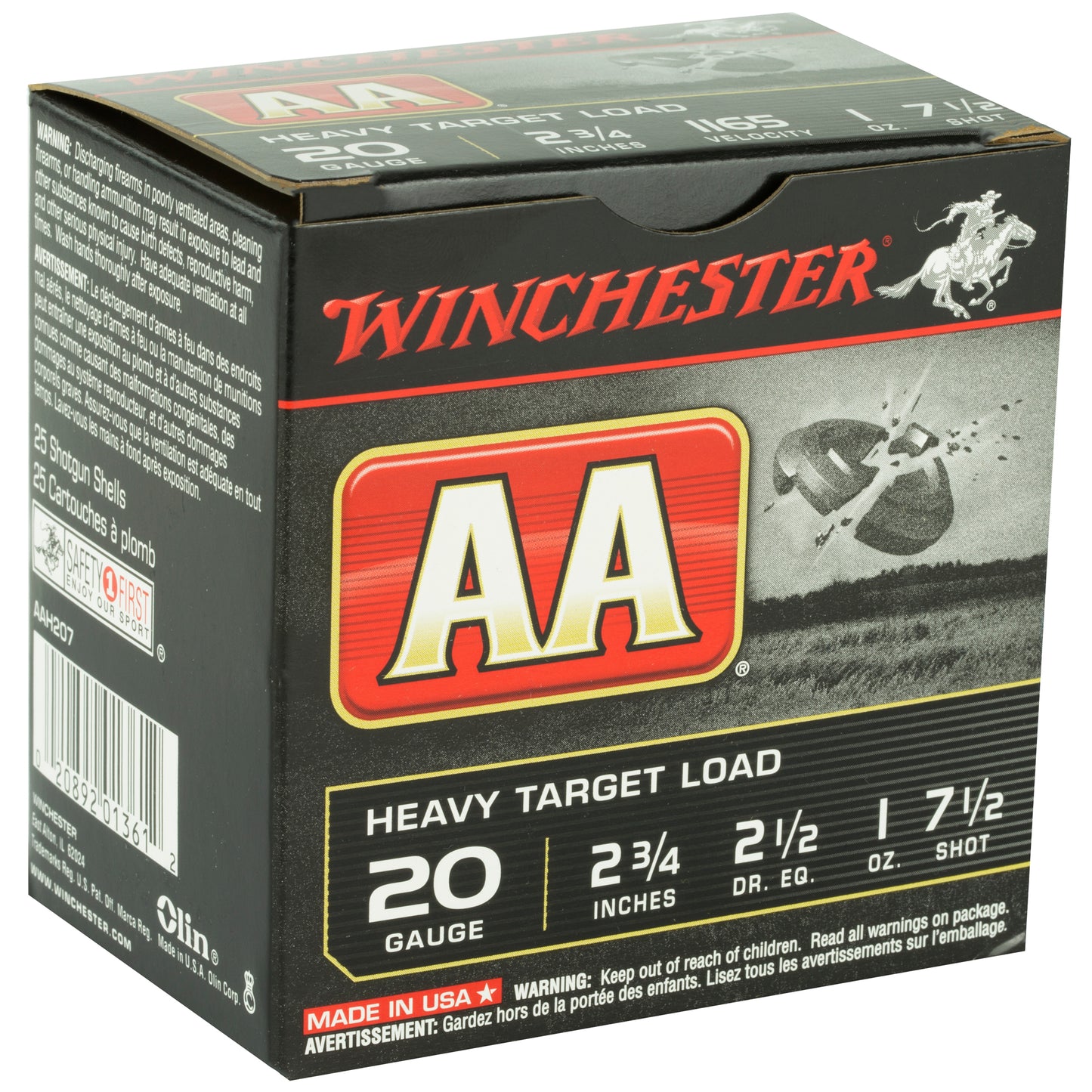 Winchester Ammunition AA Target 20 Gauge Shotshells, 2.75 Inch, 1 oz #7.5, 25 Rounds per Box