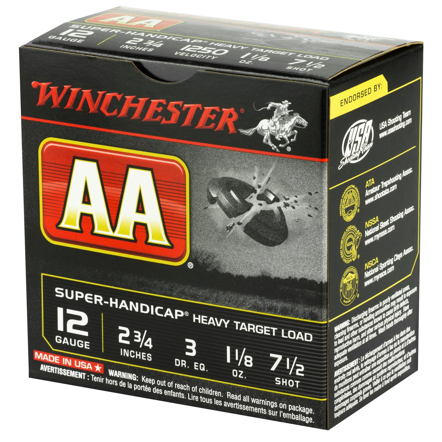 Winchester Ammunition AA Super Handicap 12 Gauge Shotshells * 2.75-inch, #7.5 Shot, 25 Rounds per Box