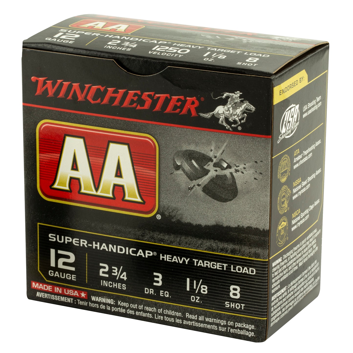 Winchester Ammunition AA Super Handicap 12 Gauge Shotshells * 1 1/8 oz #8 Shot, 3 Dram, 25 Rounds