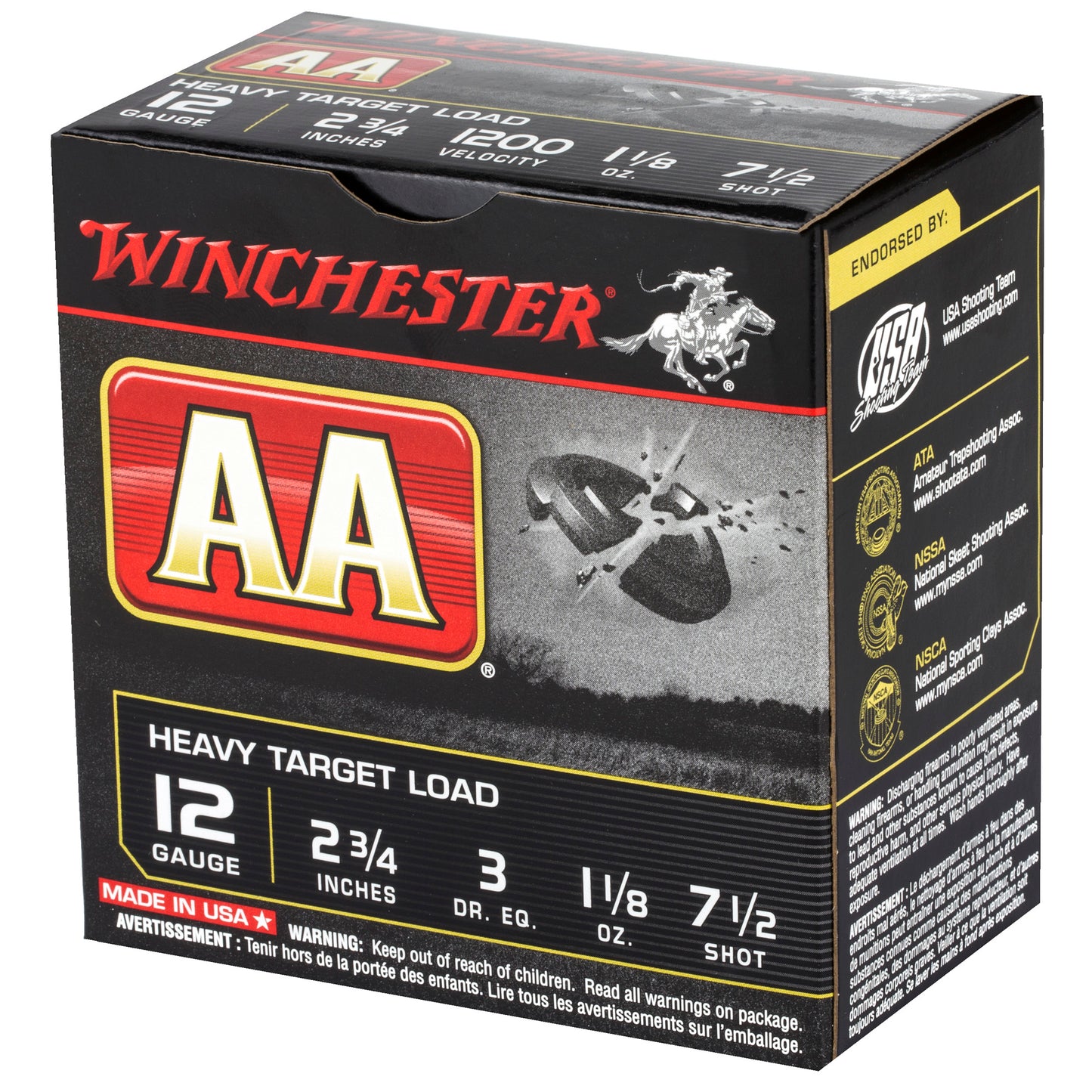 Winchester Ammunition AA Heavy Target 12 Gauge Shotshells * 1 1/8 oz #7.5 * 25 Rounds per Box, 250 per Case