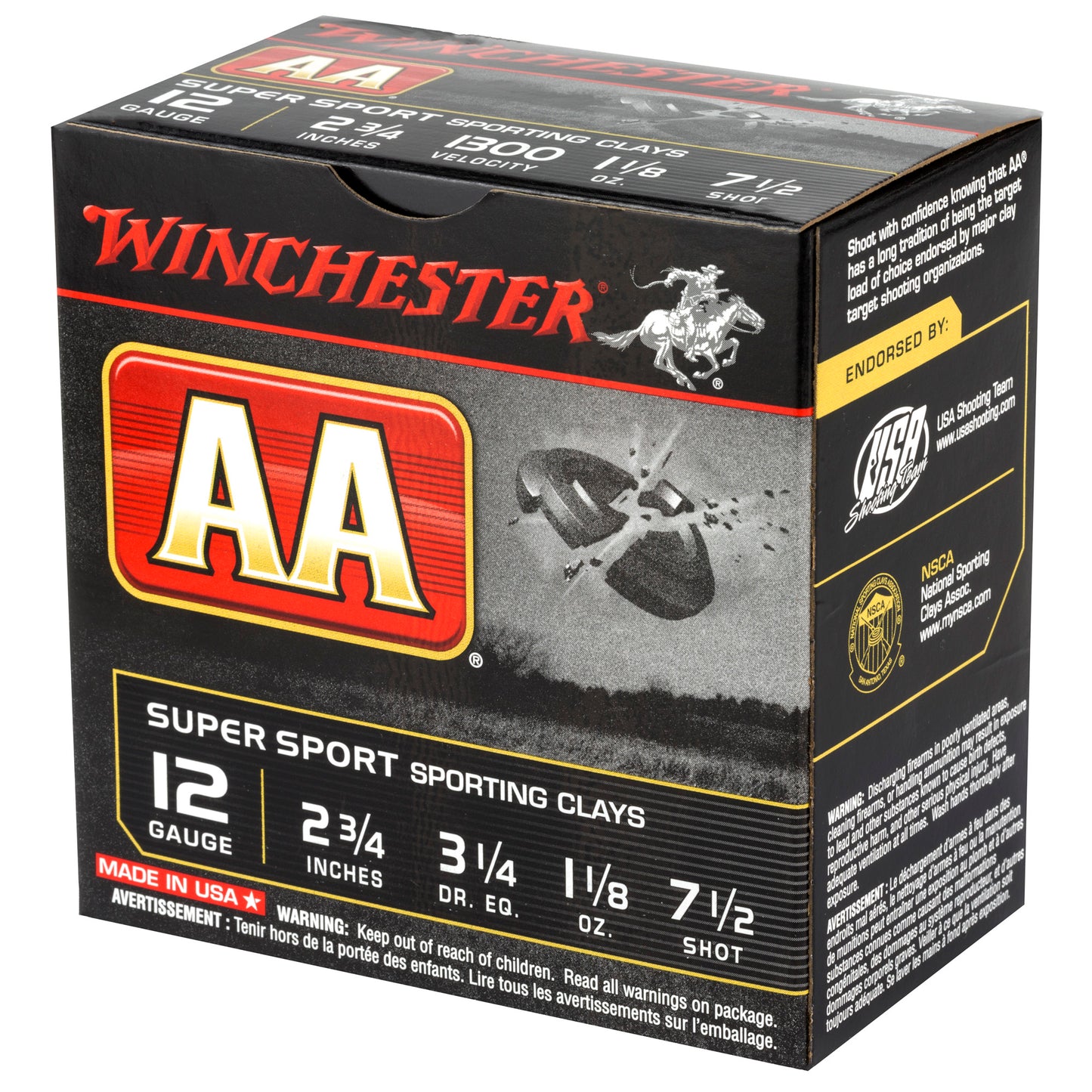Winchester Ammunition AA Supersport Sporting Clay 12 Gauge Shotshells * 1 1/8 oz #7.5, 25 Rounds Per Box