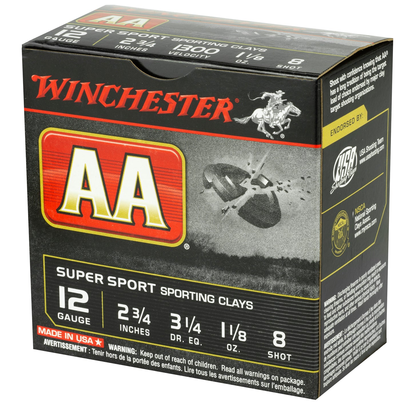 Winchester Ammunition AA Supersport Sporting Clay 12 Gauge Shotshells - 1 1/8 oz #8, 25/250